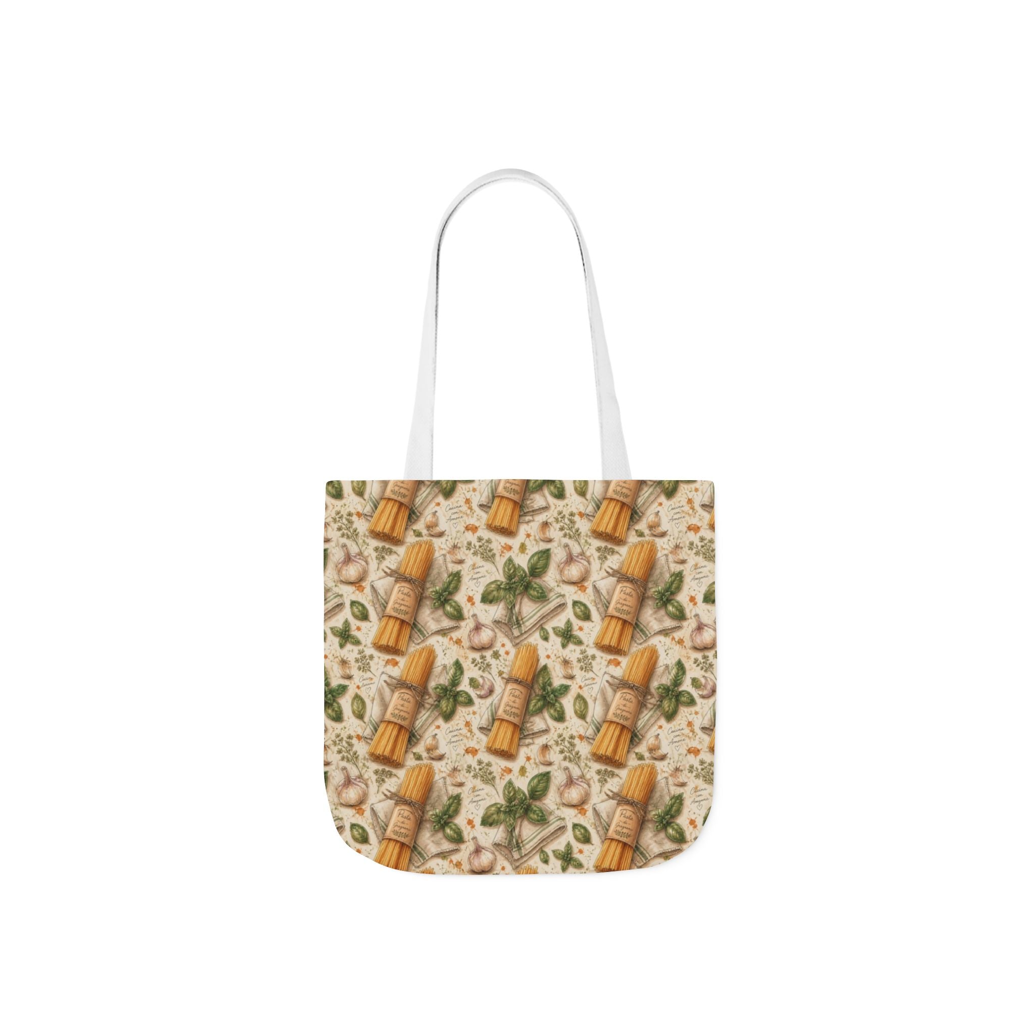 Spaghetti Bundle Canvas Tote Bag Mediterranean Kitchen Watercolor Design Italian Cottagecore Gift