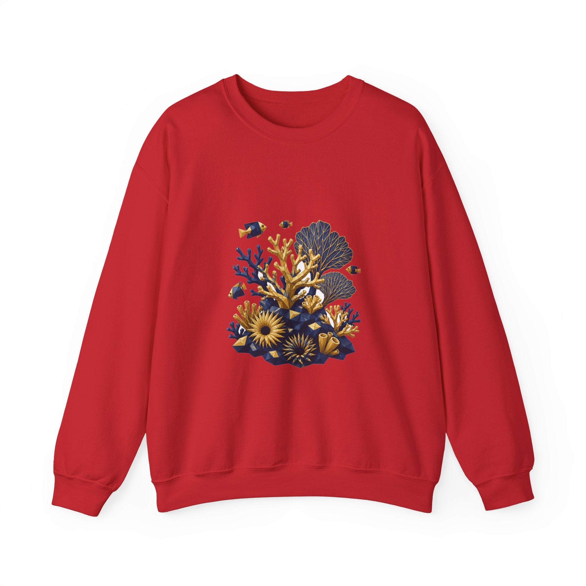 Matching Couple Sweatshirt - Coral Reef & Deep Sea Matching Couple Premium Fleece Sweatshirt Geometric Art His Hers Love Gift - Design A