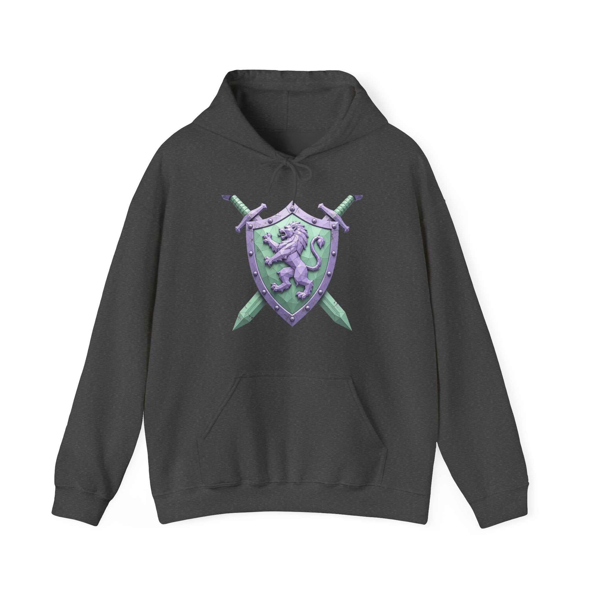 Matching Couple Sweatshirt - Crown & Shield Matching Couple Hooded Sweatshirt Geometric Art His Hers Couple Gift - Design B