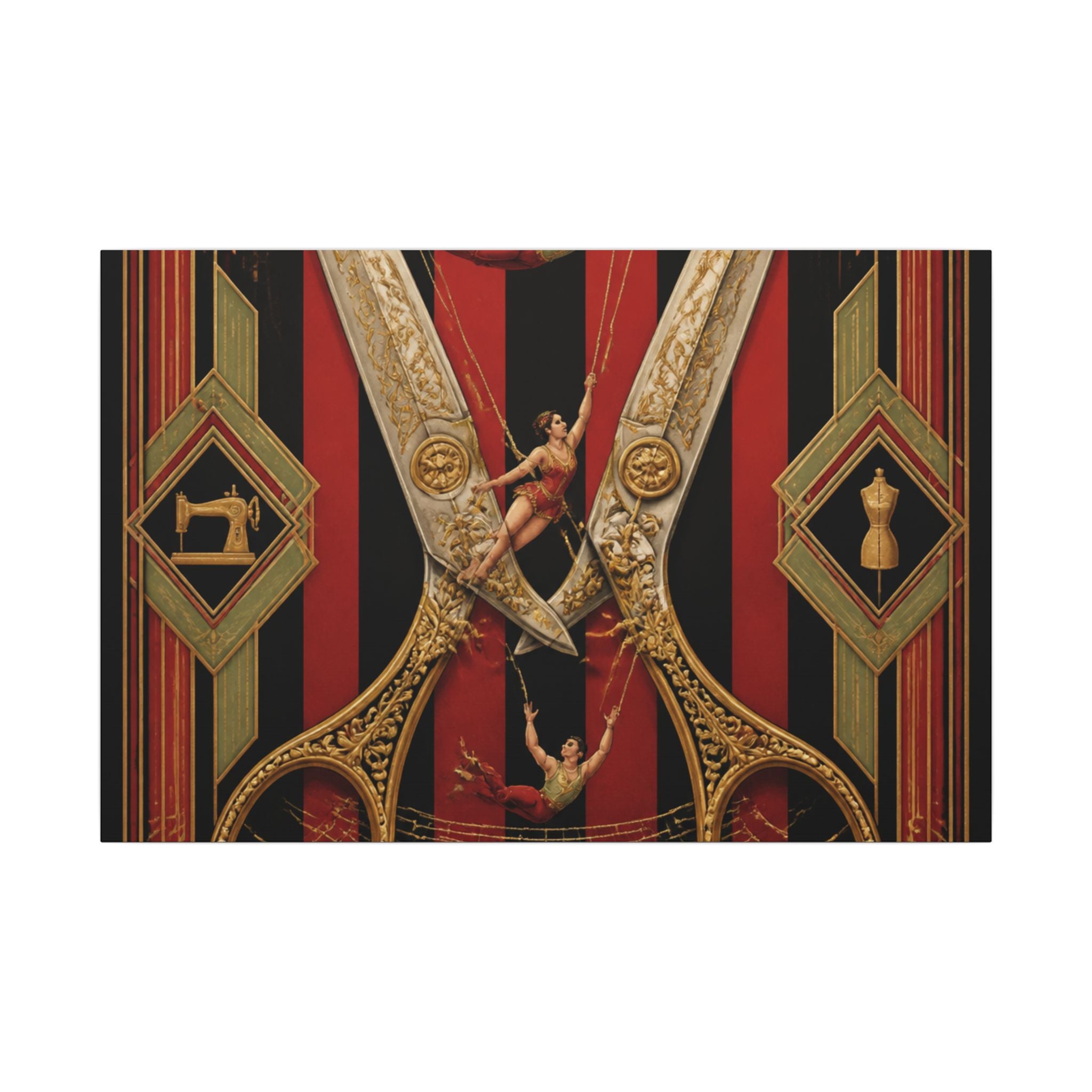 Giant Scissors Trapeze Wall Art Canvas 24×36 Art Deco Bar Area Decor Maximalist Print
