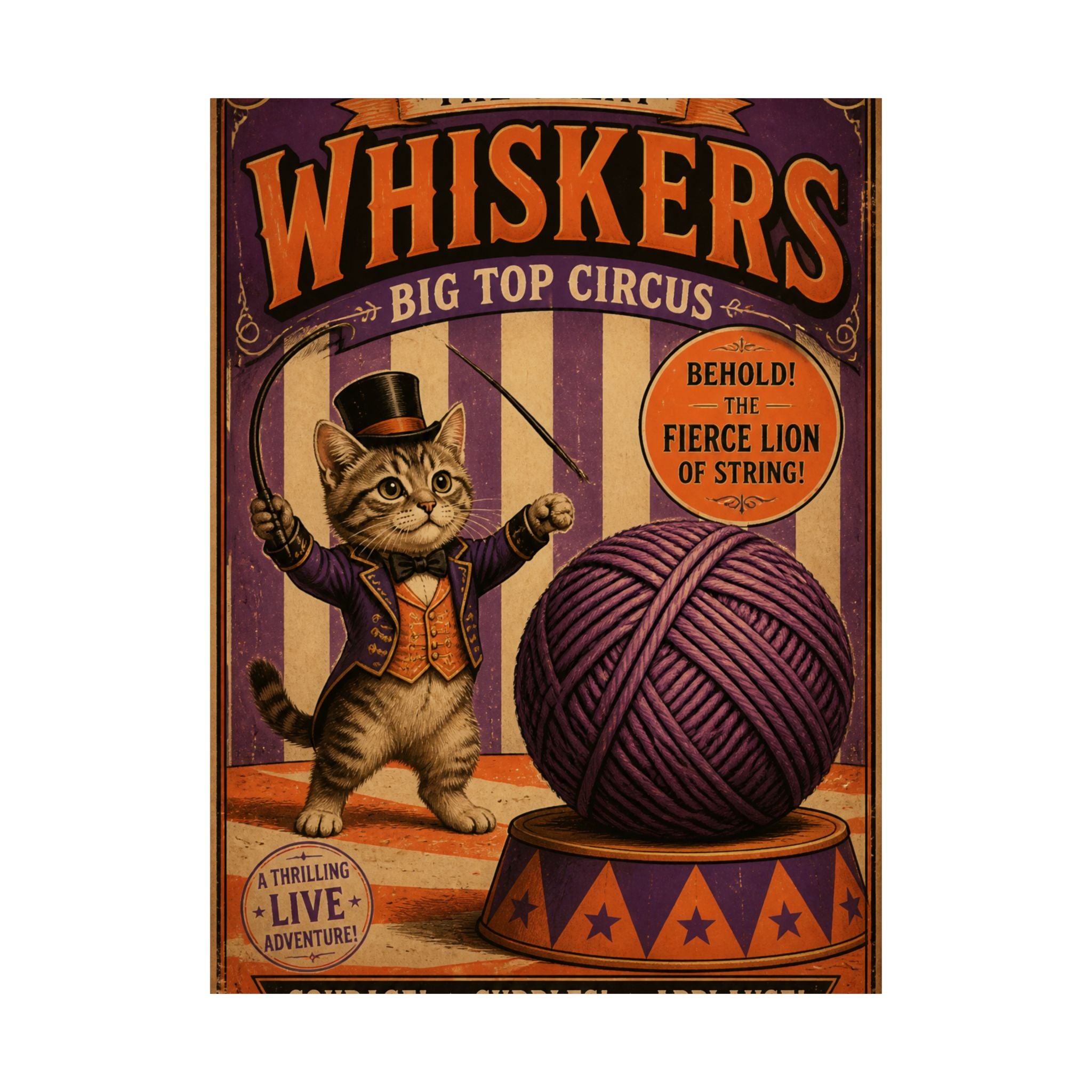 Cat Lion Tamer Wall Art Poster 24×36 Vintage Circus Bedroom Decor Maximalist Print