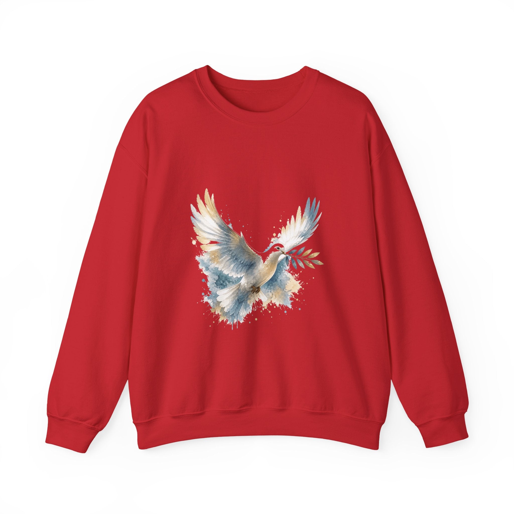Matching Couple Sweatshirt - Wolf & Dove Matching Couple Premium Fleece Sweatshirt Watercolor Art His Hers Birthday Gift - Design B