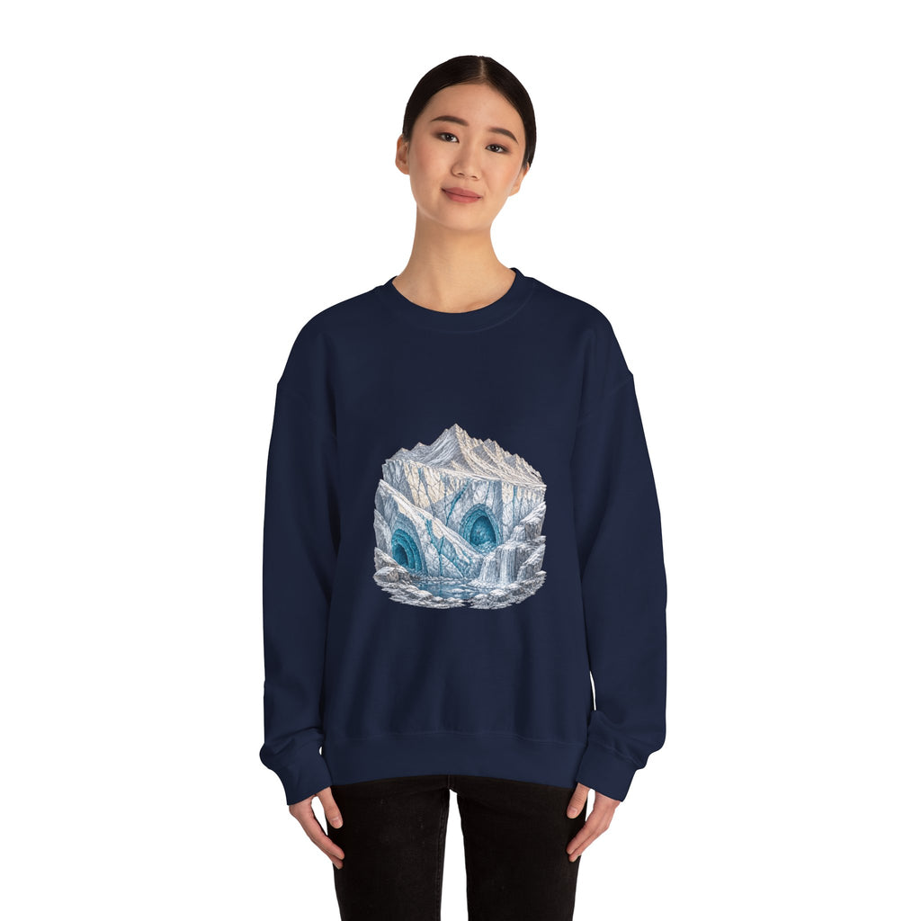 Matching Couple Sweatshirt - Volcano & Glacier Matching Couple Comfort Colors Crew Hand-Drawn Art His Hers Anniversary Gift - Design B