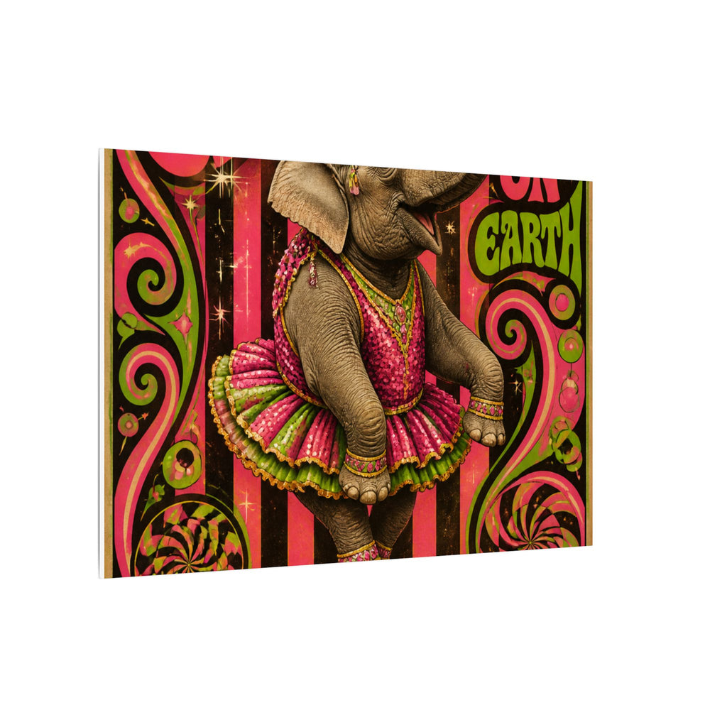 Elephant on Ball Wall Art Canvas 24×36 Psychedelic Dining Room Decor Maximalist Print
