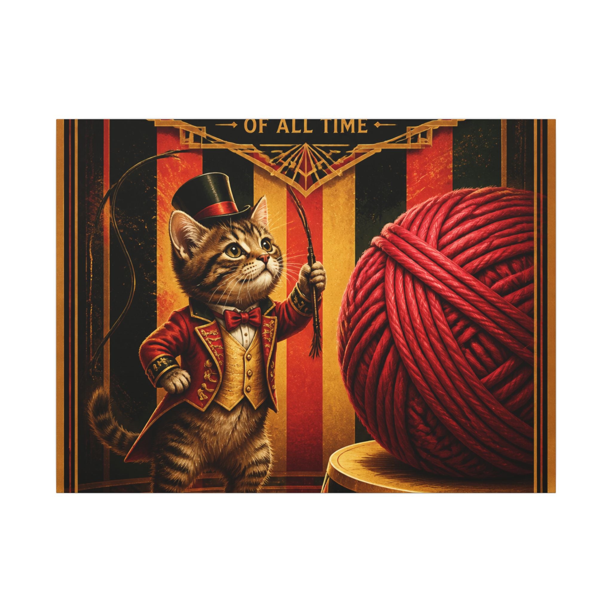 Cat Lion Tamer Wall Art Canvas 24×36 Art Deco Bar Area Decor Maximalist Print