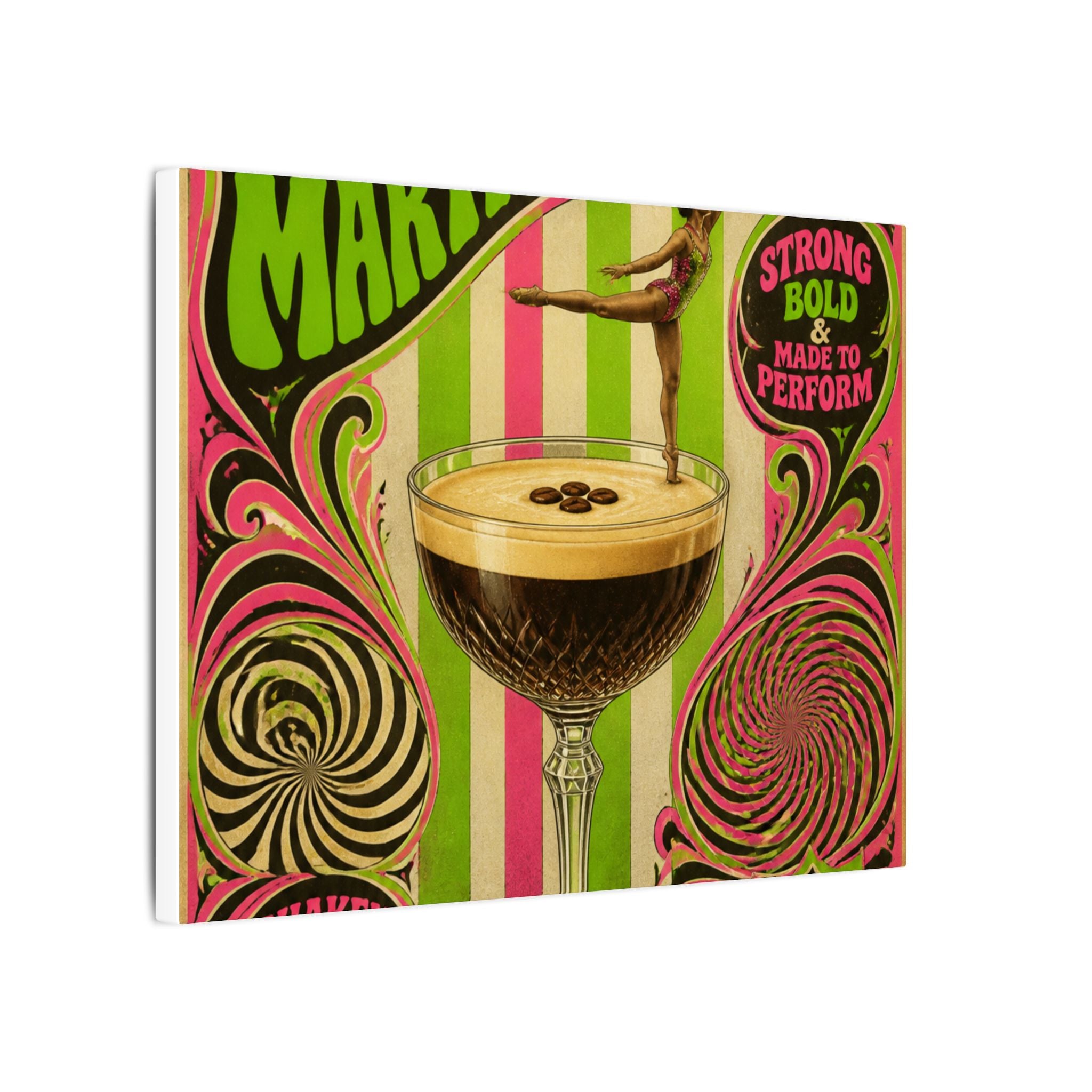 Espresso Martini Acrobat Wall Art Canvas 24×36 Psychedelic Dining Room Decor Maximalist Print
