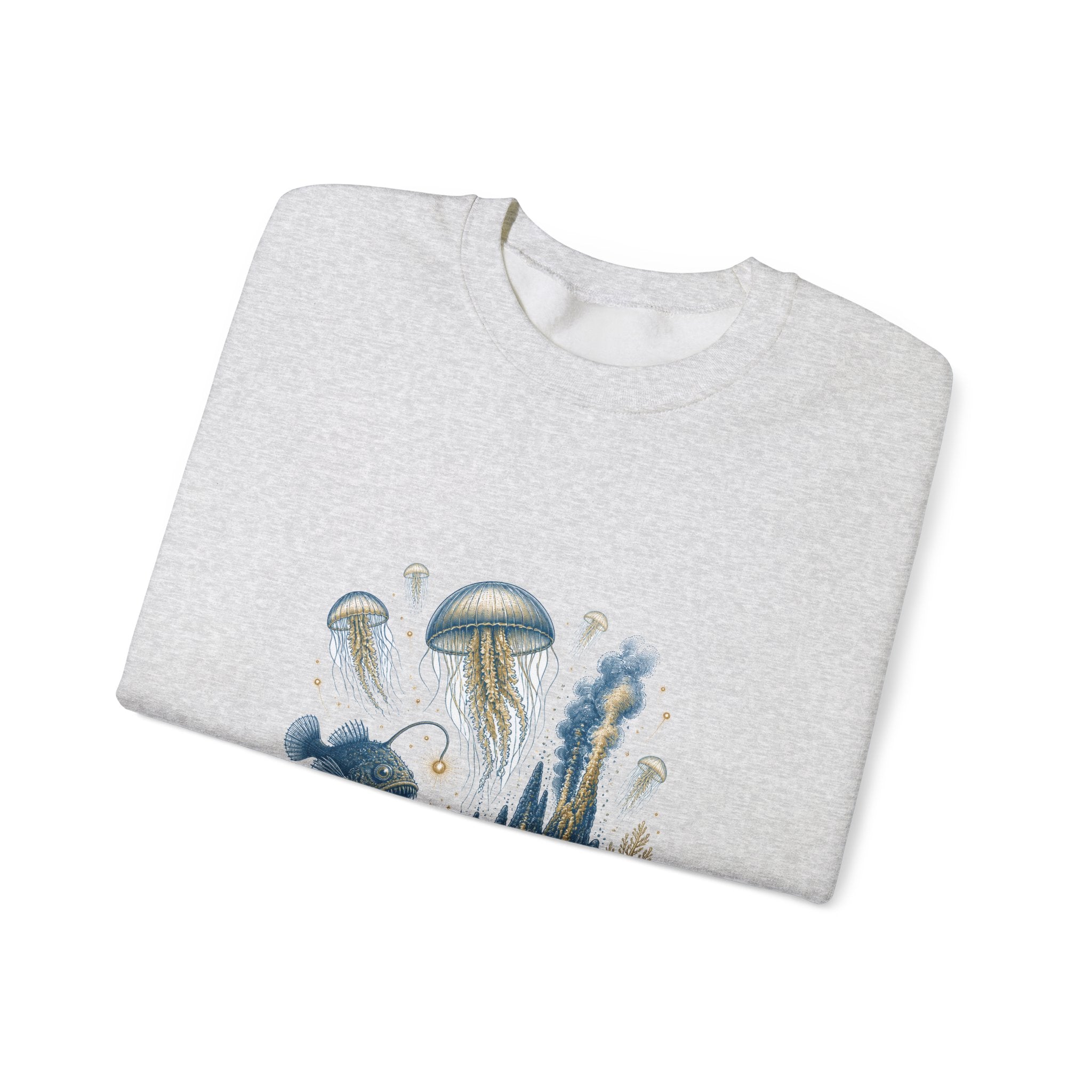 Matching Couple Sweatshirt - Coral Reef & Deep Sea Matching Couple Crewneck Sweatshirt Vintage Art His Hers Wedding Gift - Design B