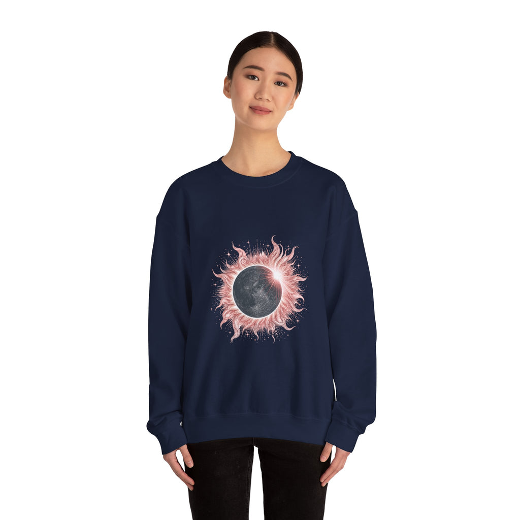 Matching Couple Sweatshirt - Solar & Lunar Eclipse Matching Couple Comfort Colors Crew Hand-Drawn Art His Hers Anniversary Gift - Design A