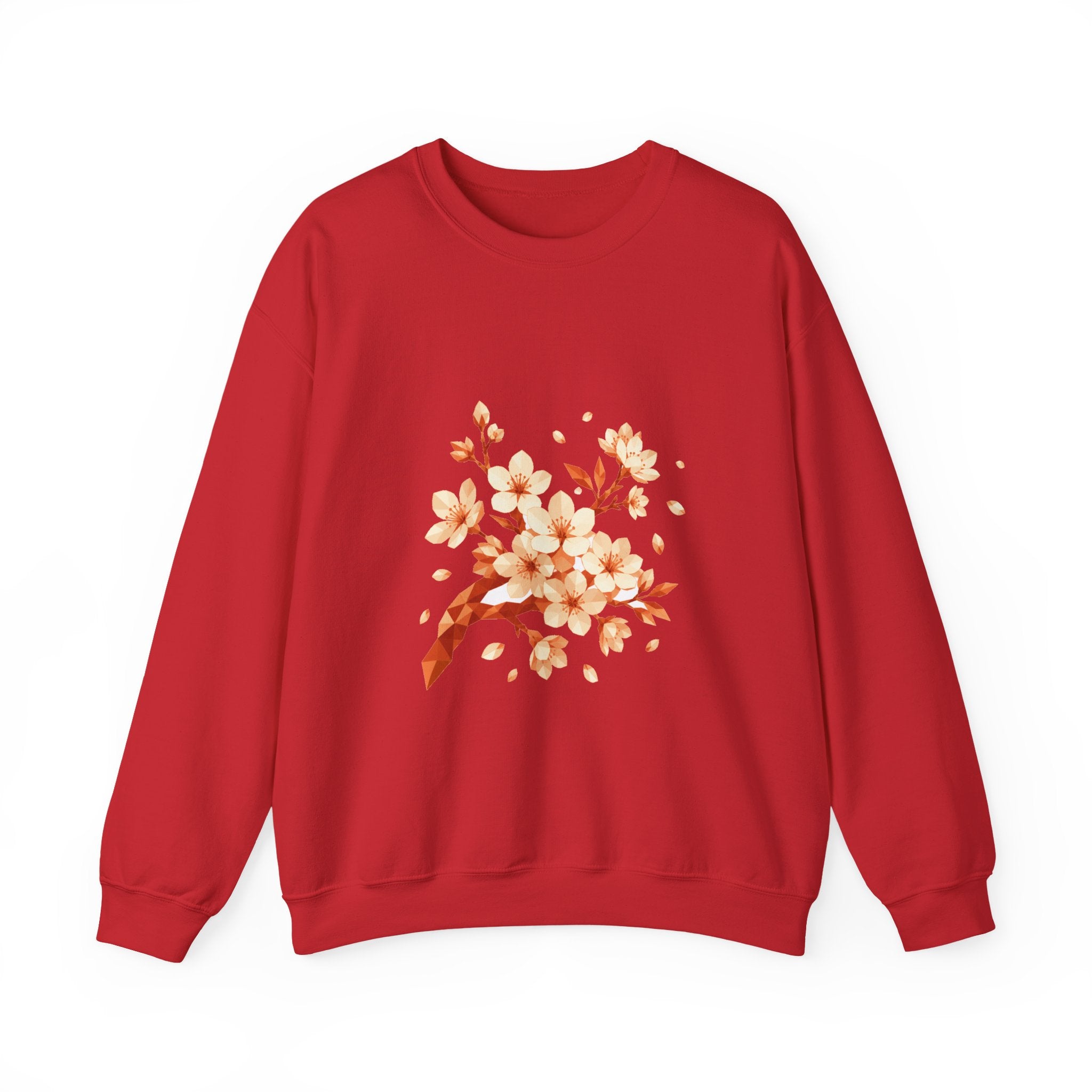 Matching Couple Sweatshirt - Cherry Blossom & Maple Leaf Matching Couple Comfort Colors Crew Geometric Art His Hers Love Gift - Design A