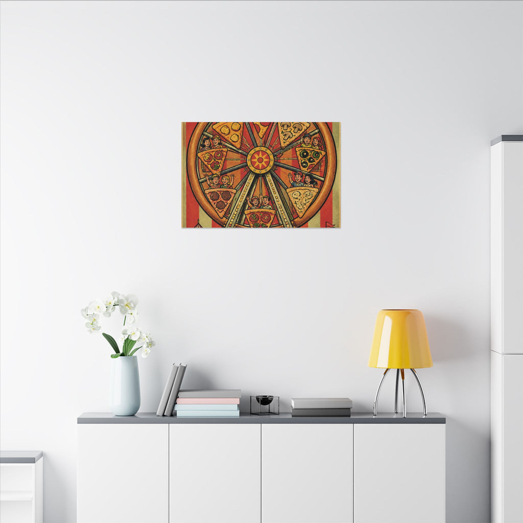 Pizza Ferris Wheel Wall Art Canvas 24×36 Pop Art Restaurant Decor Maximalist Print