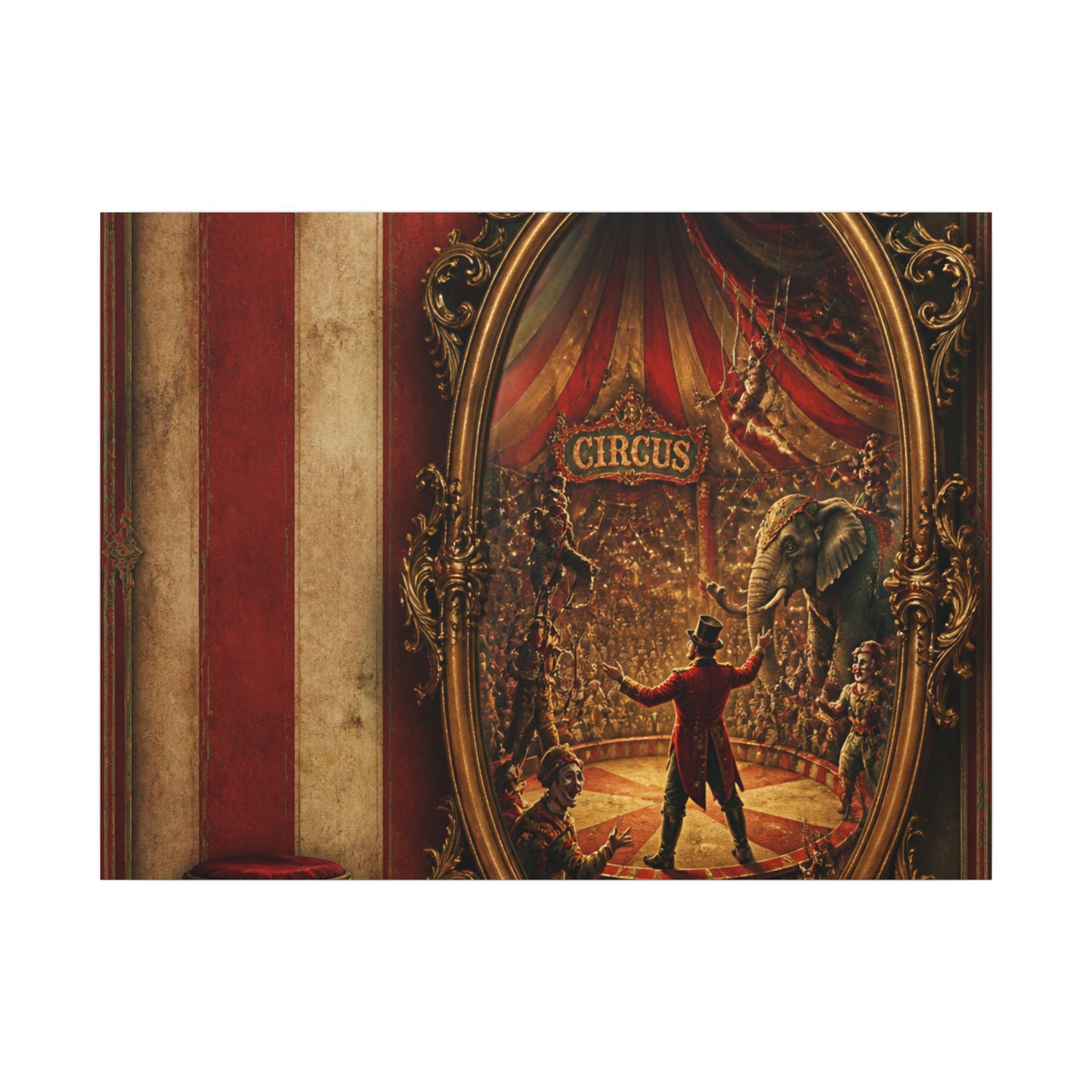 Vintage Mirror Circus Wall Art Canvas 24×36 Baroque Studio Decor Maximalist Print