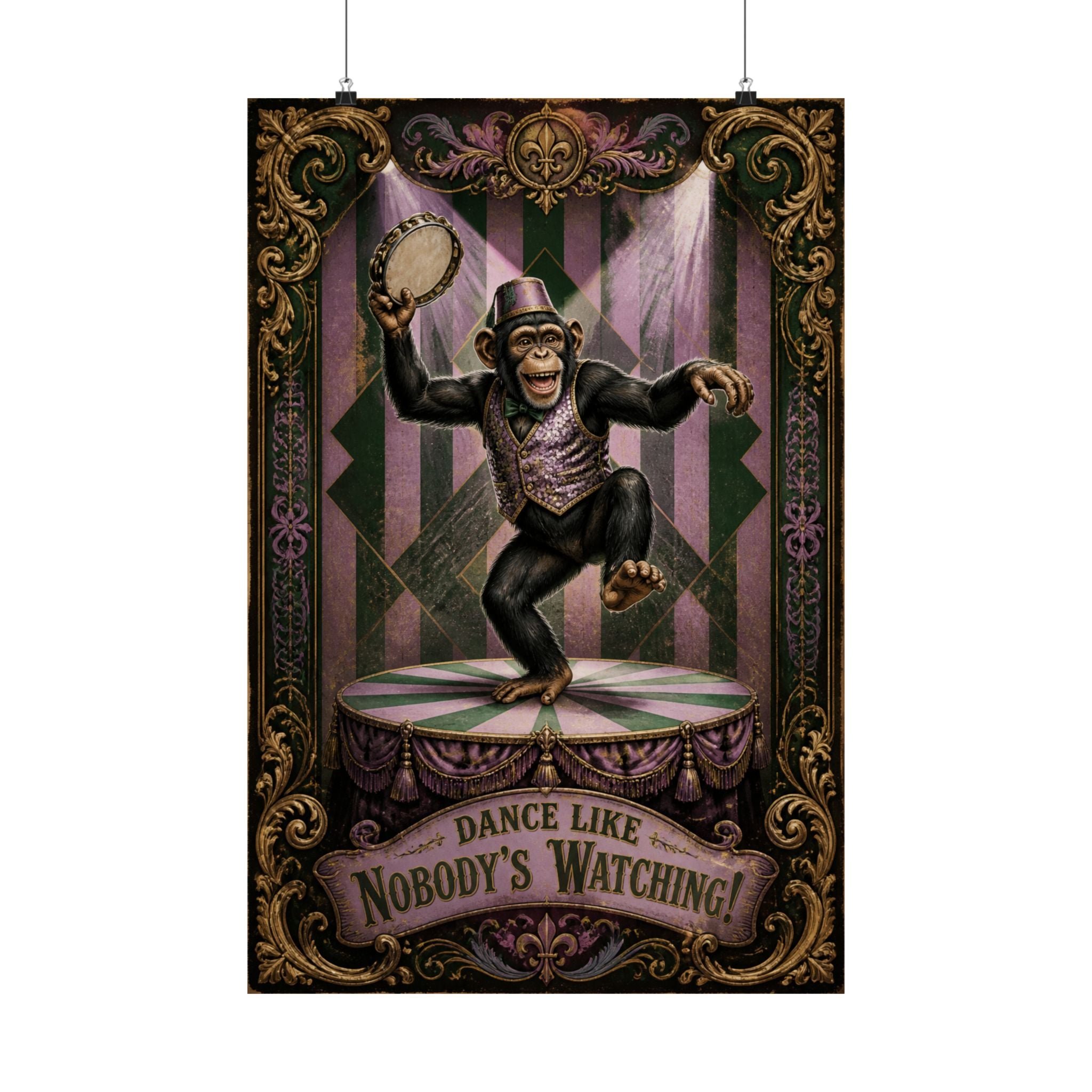 Dancing Monkey Wall Art Poster 18×24 Baroque Home Office Decor Maximalist Print