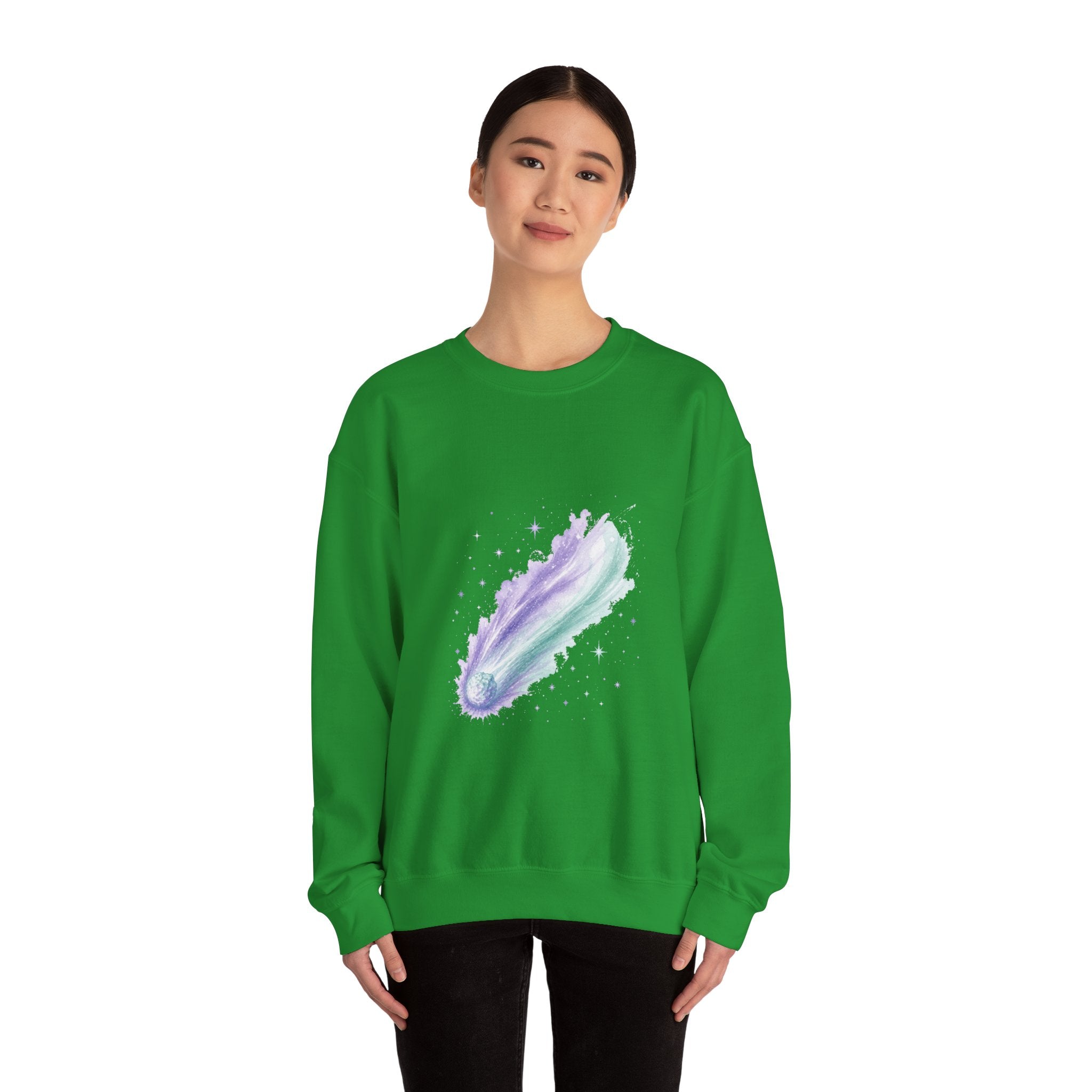 Matching Couple Sweatshirt - Comet & Asteroid Matching Couple Premium Fleece Sweatshirt Watercolor Art His Hers Birthday Gift - Design A