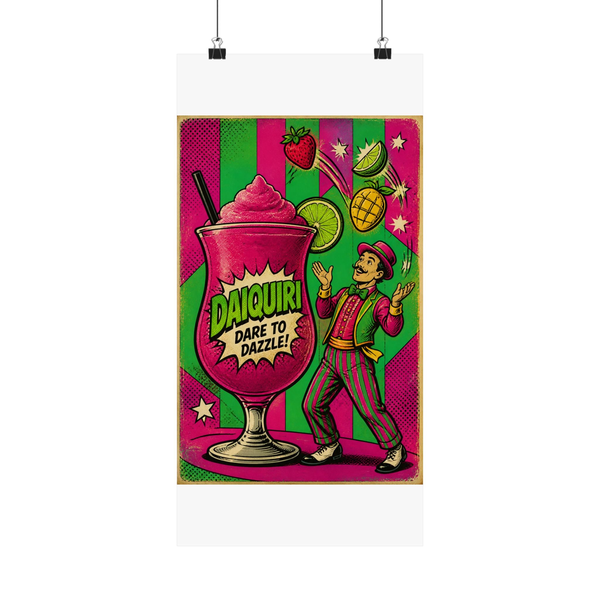 Daiquiri Fruit Juggler Wall Art Poster 24×36 Pop Art Restaurant Decor Maximalist Print