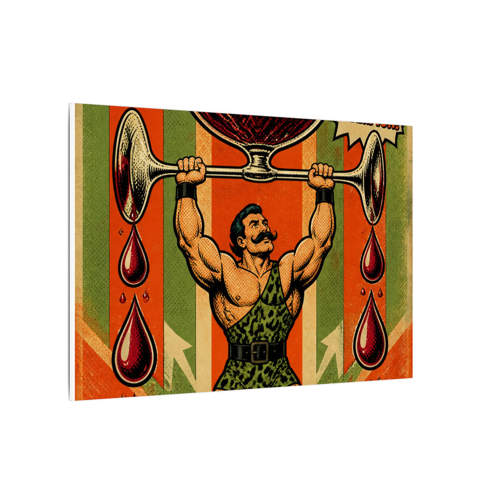 Wine Glass Strongman Wall Art Canvas 24×36 Pop Art Restaurant Decor Maximalist Print