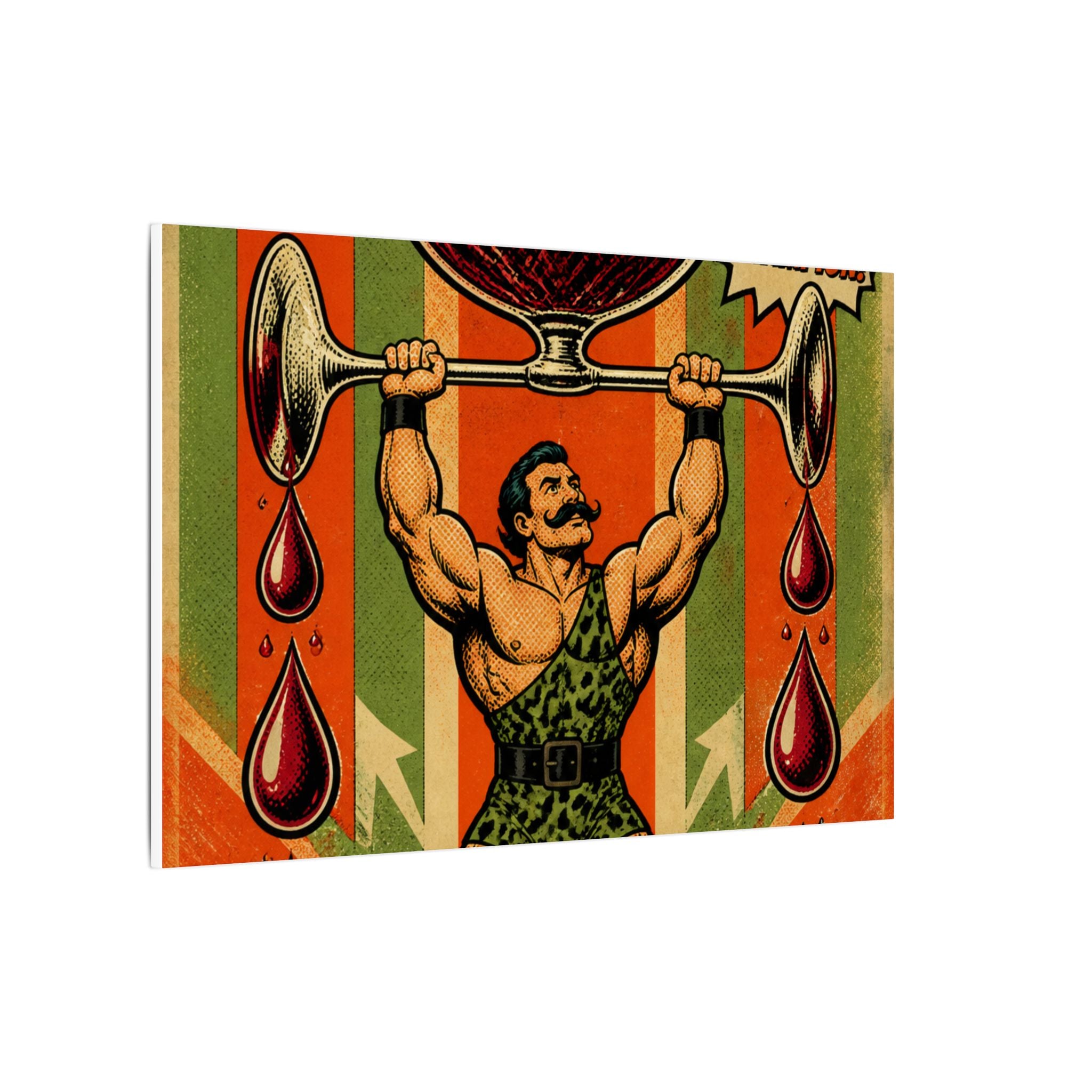 Wine Glass Strongman Wall Art Canvas 24×36 Pop Art Restaurant Decor Maximalist Print