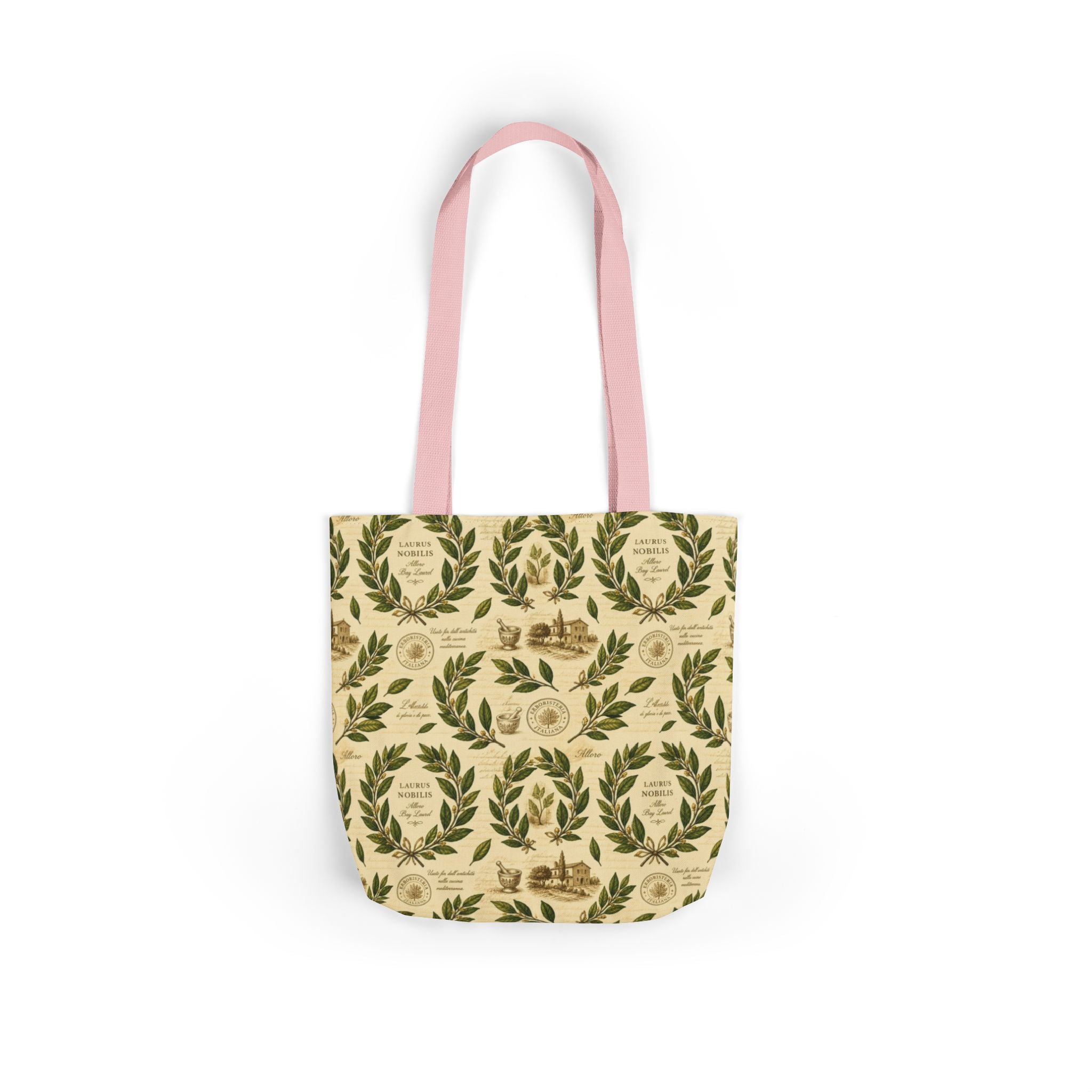 Bay Laurel Wreath Canvas Tote Bag Mediterranean Kitchen Botanical Design Italian Cottagecore Gift
