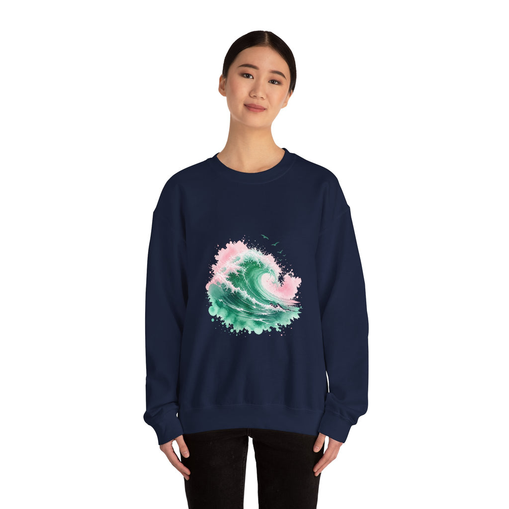 Matching Couple Sweatshirt - Mountain & Ocean Matching Couple Comfort Colors Crew Watercolor Art His Hers Birthday Gift - Design B