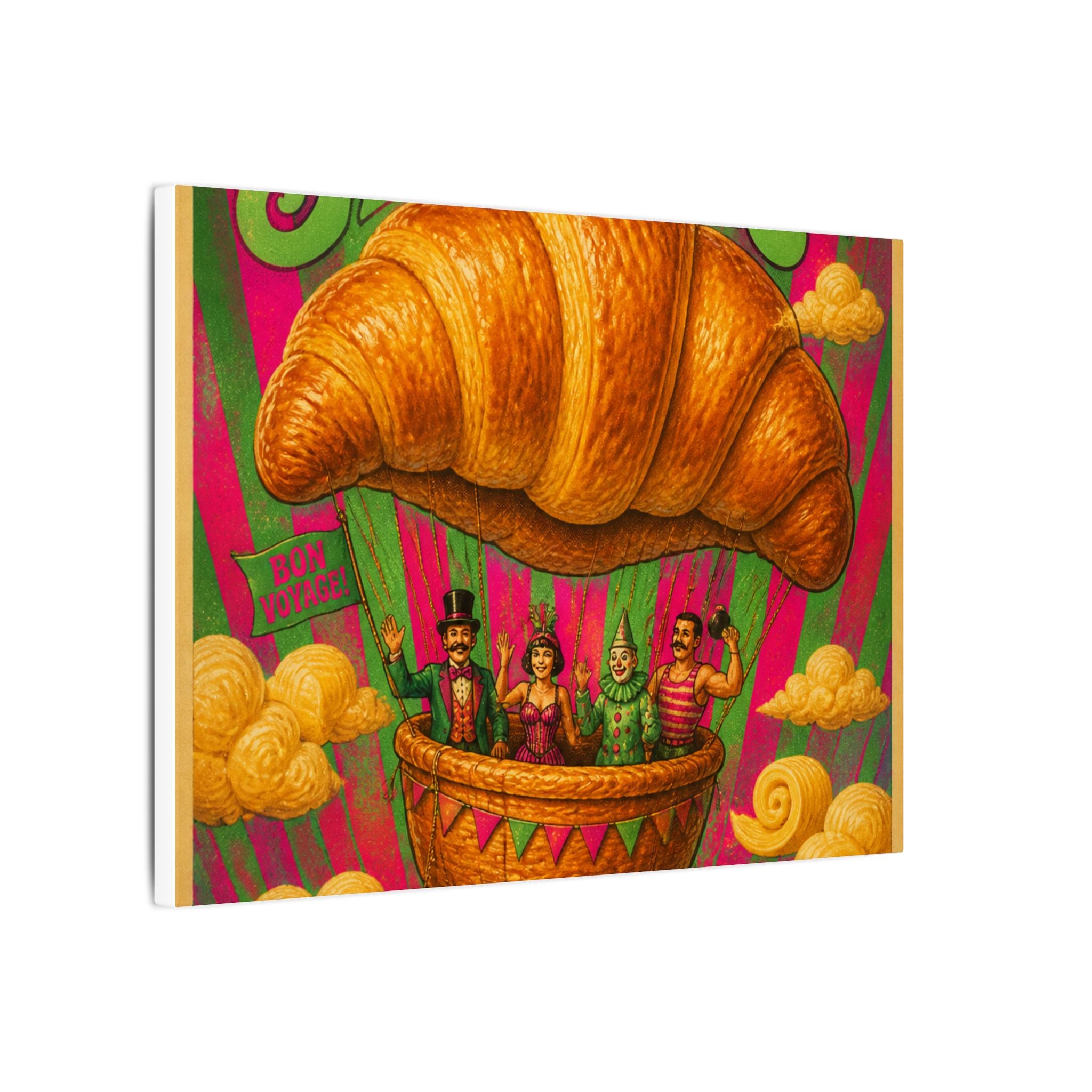 Croissant Hot Air Balloon Wall Art Canvas 16×20 Psychedelic Cafe Decor Maximalist Print