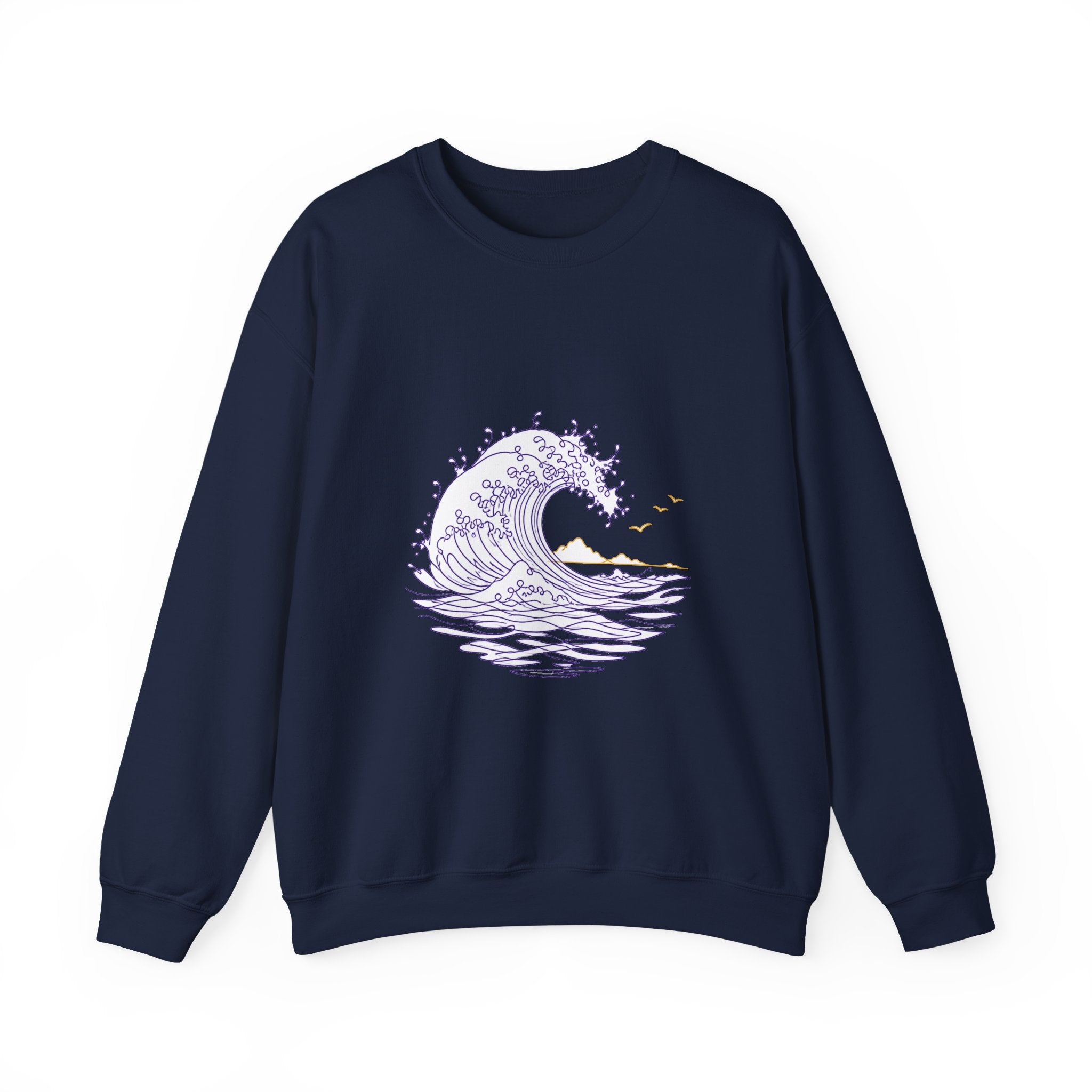 Matching Couple Sweatshirt - Mountain & Ocean Matching Couple Premium Fleece Sweatshirt Minimalist Art His Hers Christmas Gift - Design B