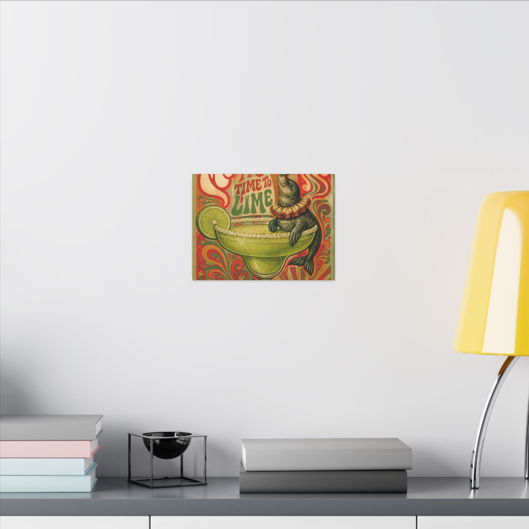 Margarita Balancing Seal Wall Art Canvas 16×20 Psychedelic Cafe Decor Maximalist Print