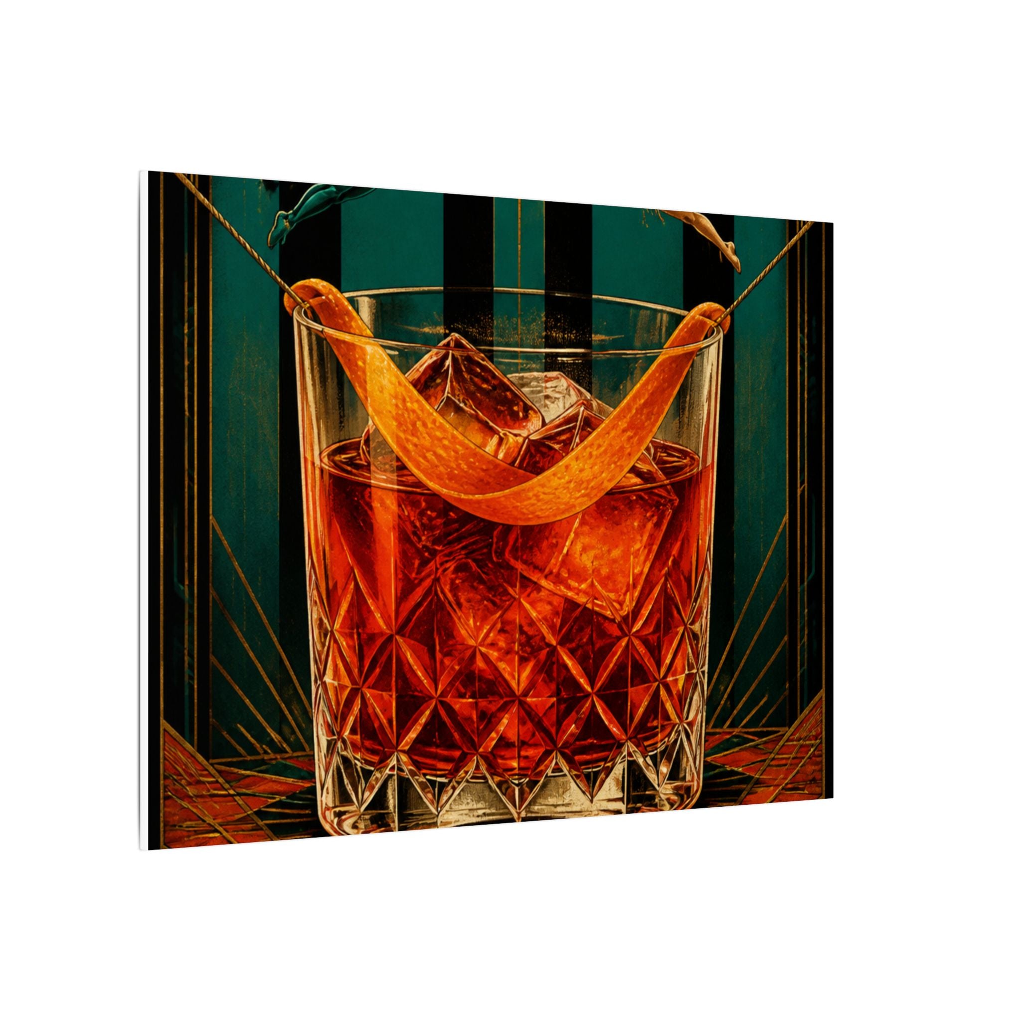 Negroni Trapeze Act Wall Art Canvas 24×36 Art Deco Bar Area Decor Maximalist Print