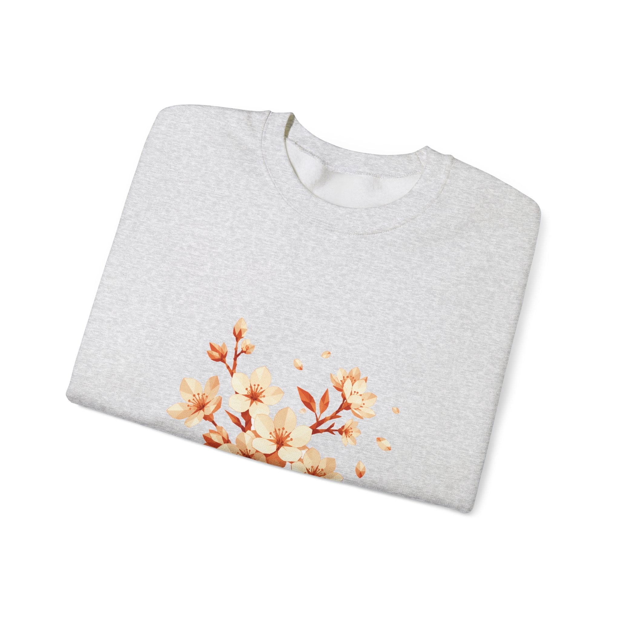 Matching Couple Sweatshirt - Cherry Blossom & Maple Leaf Matching Couple Comfort Colors Crew Geometric Art His Hers Love Gift - Design A