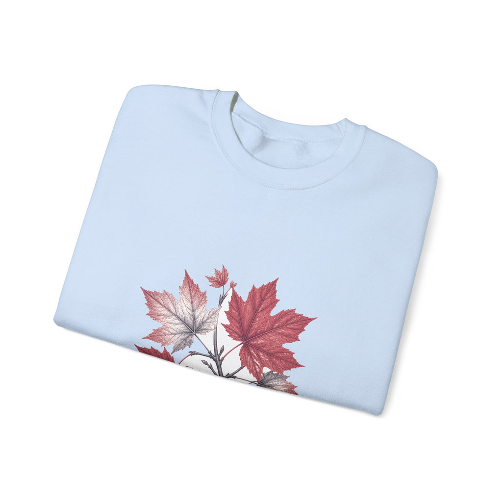 Matching Couple Sweatshirt - Cherry Blossom & Maple Leaf Matching Couple Crewneck Sweatshirt Vintage Art His Hers Wedding Gift - Design B