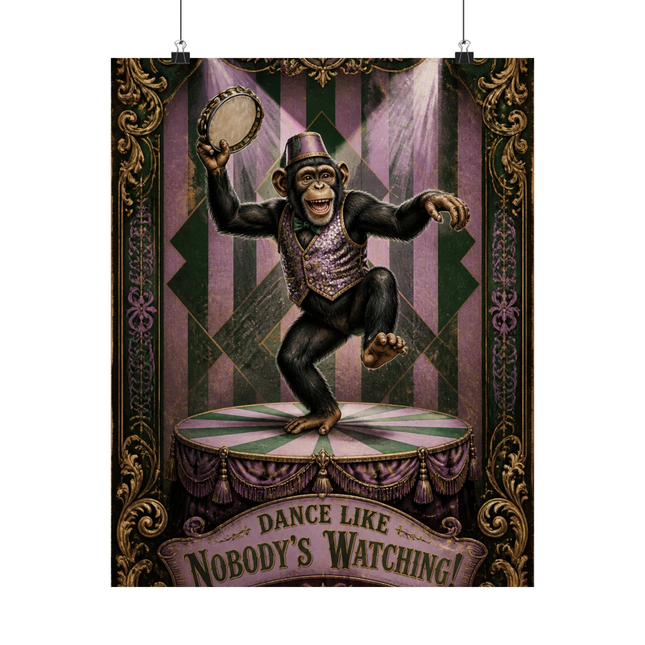 Dancing Monkey Wall Art Poster 18×24 Baroque Home Office Decor Maximalist Print