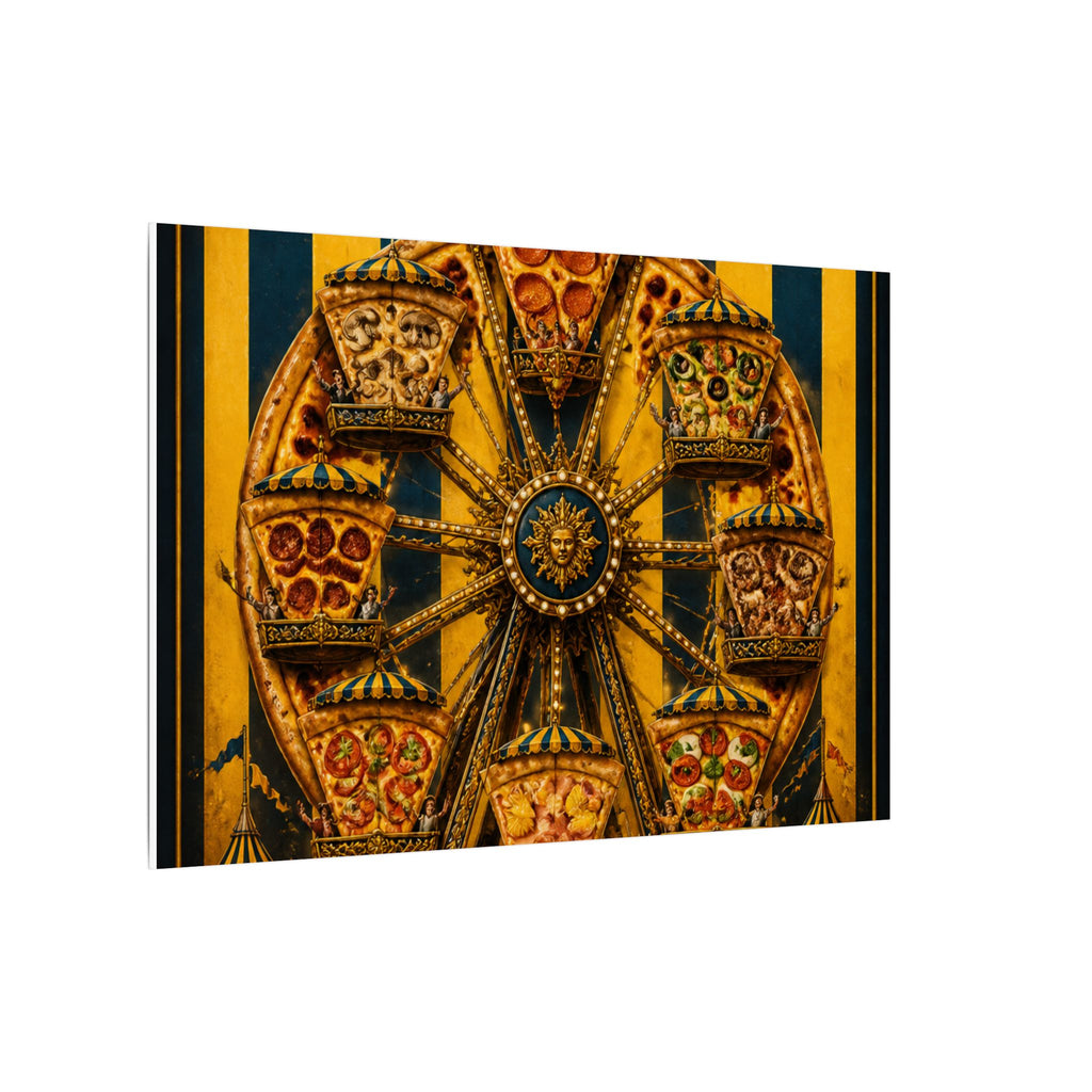 Pizza Ferris Wheel Wall Art Canvas 16×20 Baroque Home Office Decor Maximalist Print