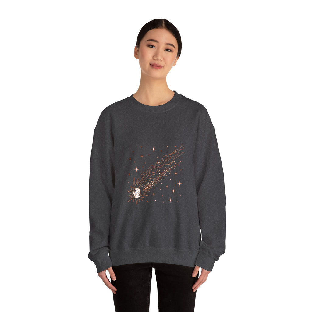 Matching Couple Sweatshirt - Comet & Asteroid Matching Couple Crewneck Sweatshirt Minimalist Art His Hers Valentine Gift - Design A