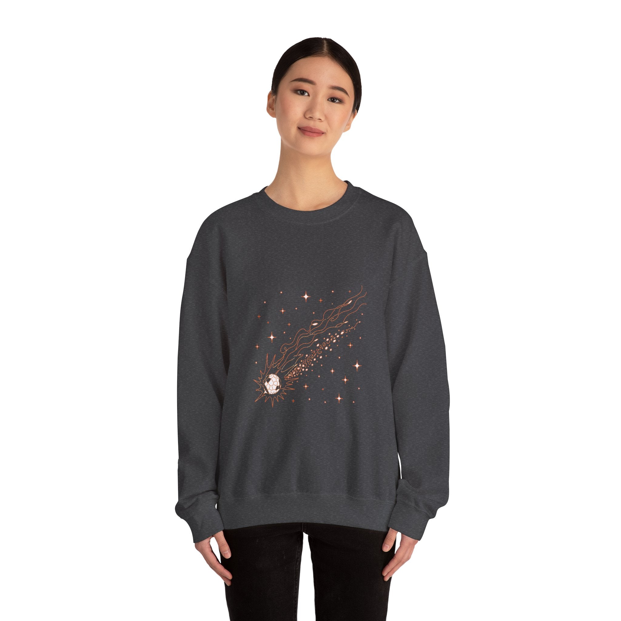 Matching Couple Sweatshirt - Comet & Asteroid Matching Couple Crewneck Sweatshirt Minimalist Art His Hers Valentine Gift - Design A