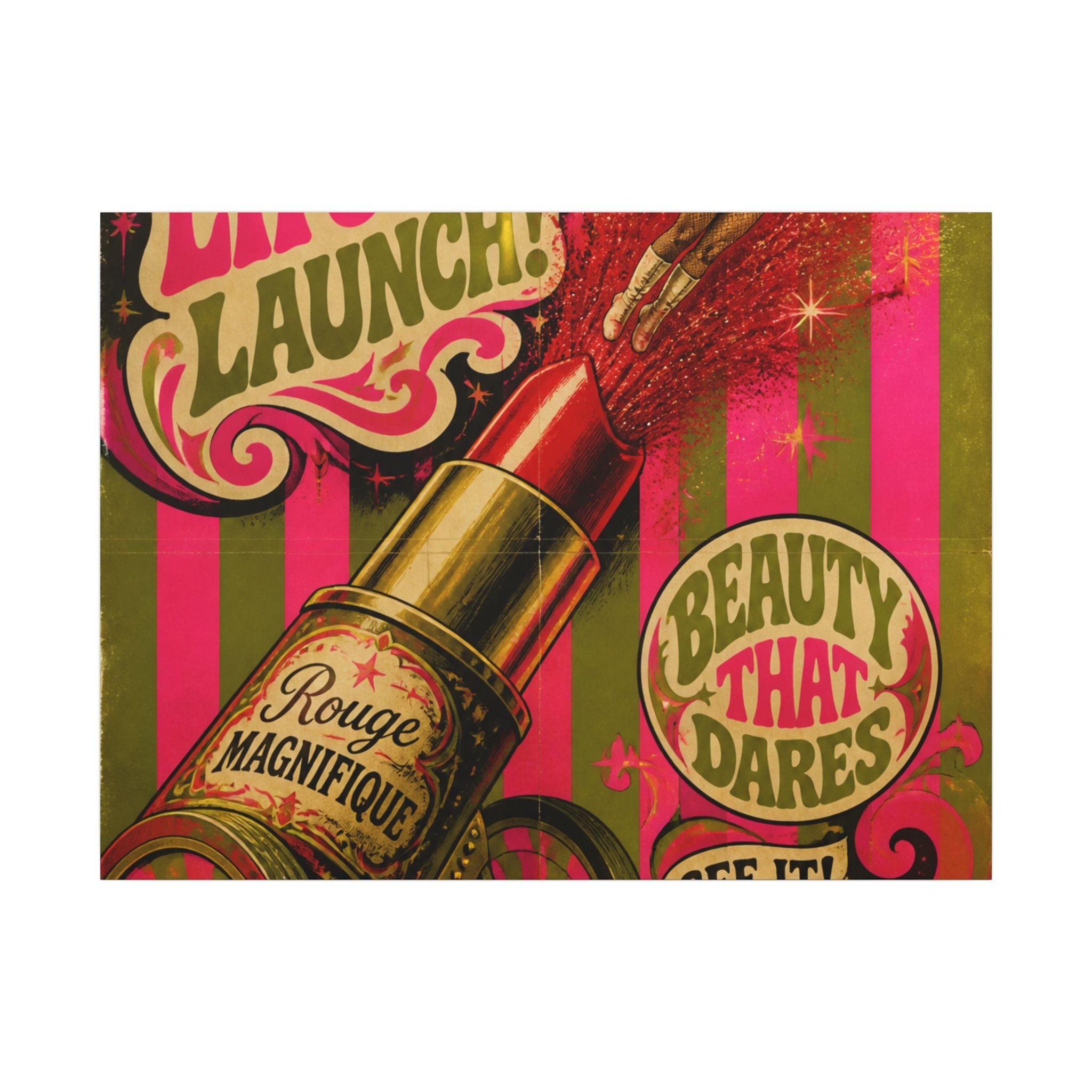 Lipstick Cannon Wall Art Canvas 16×20 Psychedelic Cafe Decor Maximalist Print