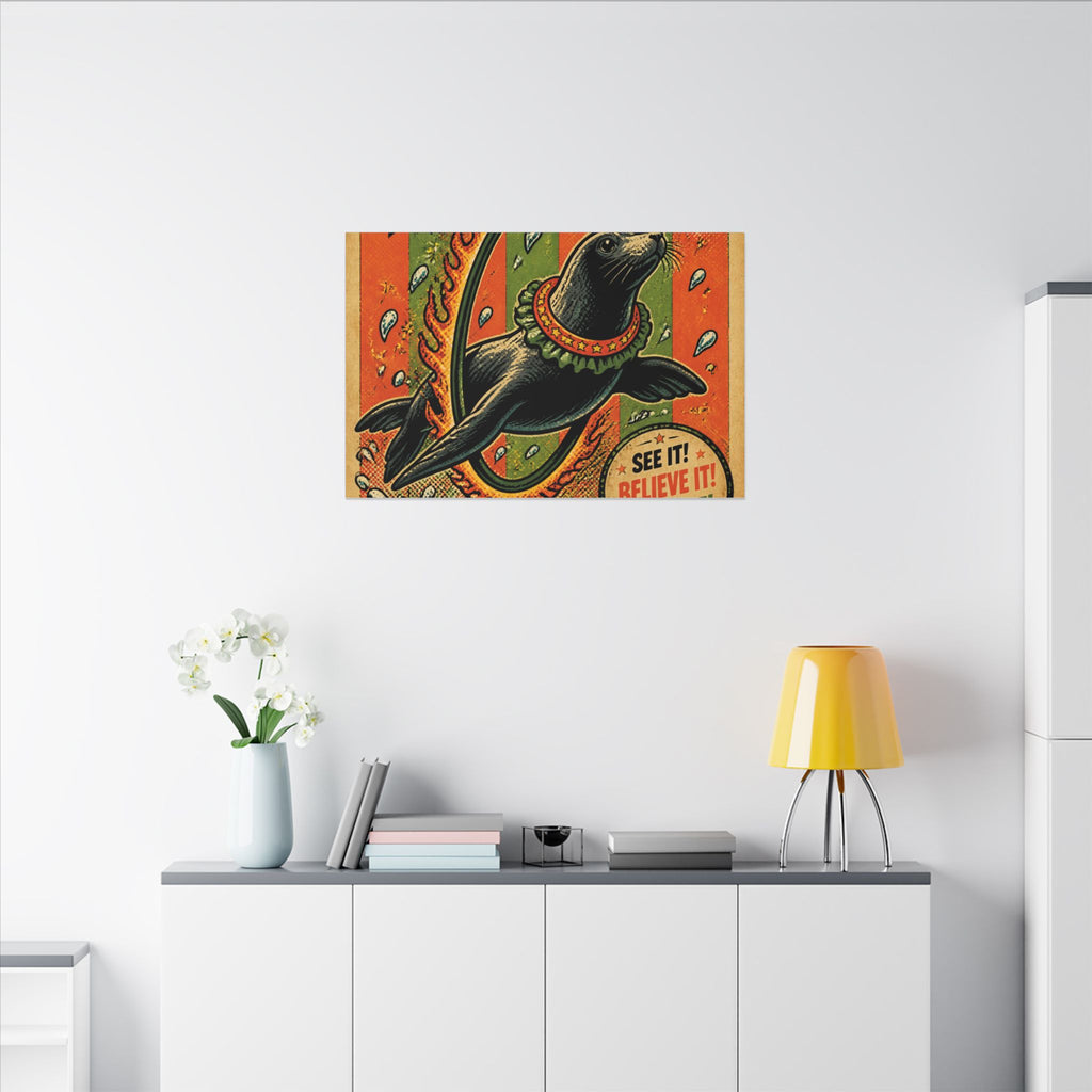 Seal Fire Hoop Wall Art Canvas 24×36 Pop Art Restaurant Decor Maximalist Print