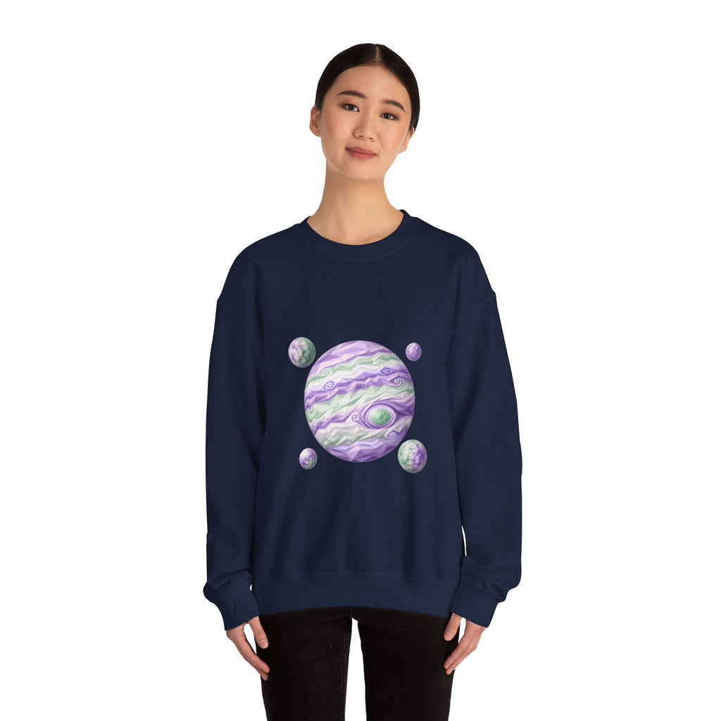 Matching Couple Sweatshirt - Saturn & Jupiter Matching Couple Crewneck Sweatshirt Geometric Art His Hers Couple Gift - Design B
