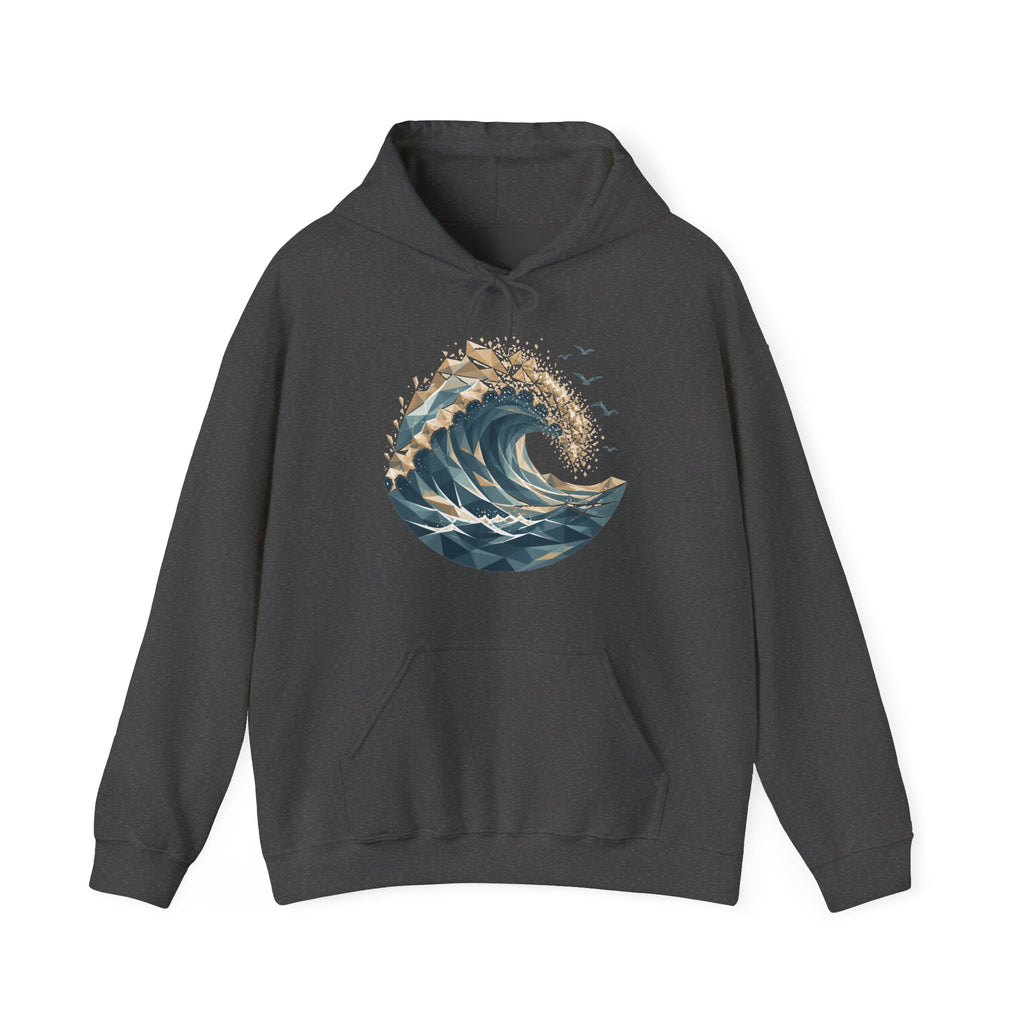 Matching Couple Sweatshirt - Mountain & Ocean Matching Couple Hooded Sweatshirt Geometric Art His Hers Couple Gift - Design B