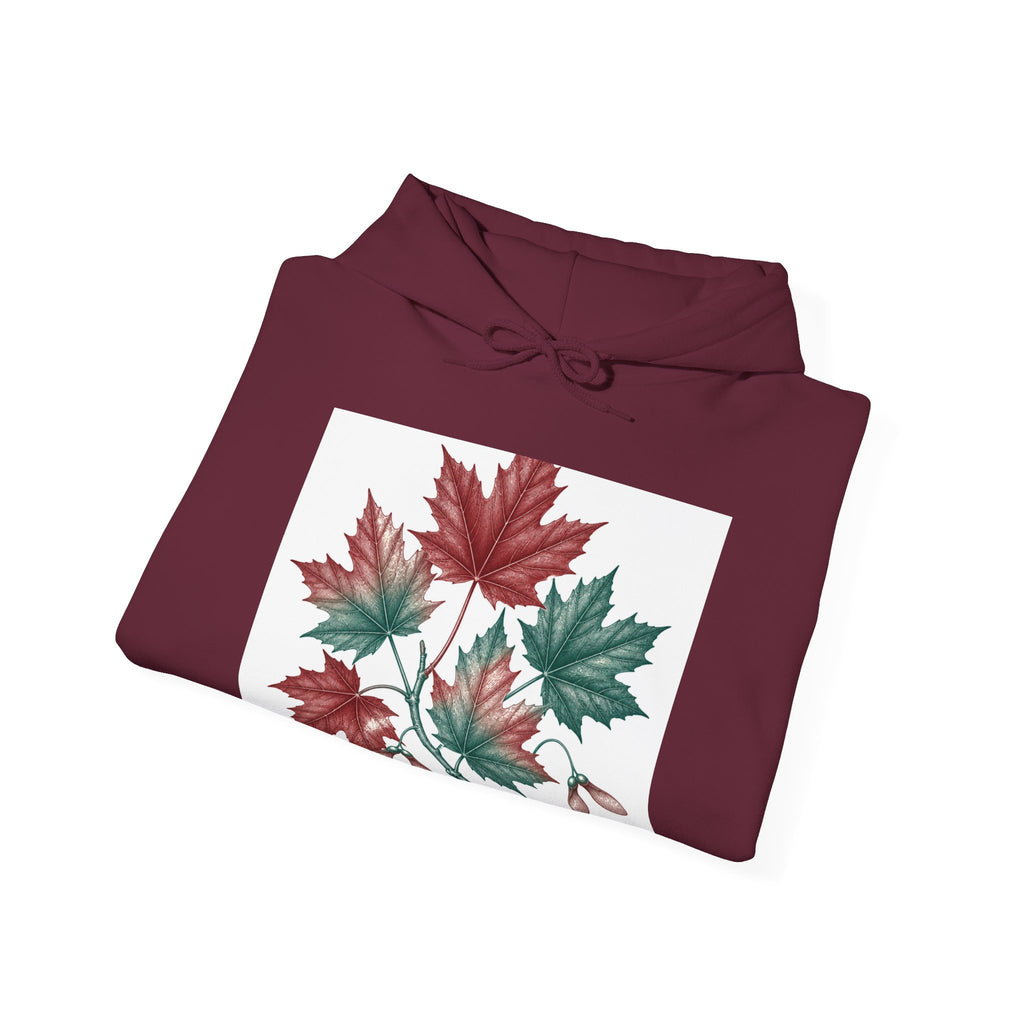 Matching Couple Sweatshirt - Cherry Blossom & Maple Leaf Matching Couple Hooded Sweatshirt Vintage Art His Hers Wedding Gift - Design B