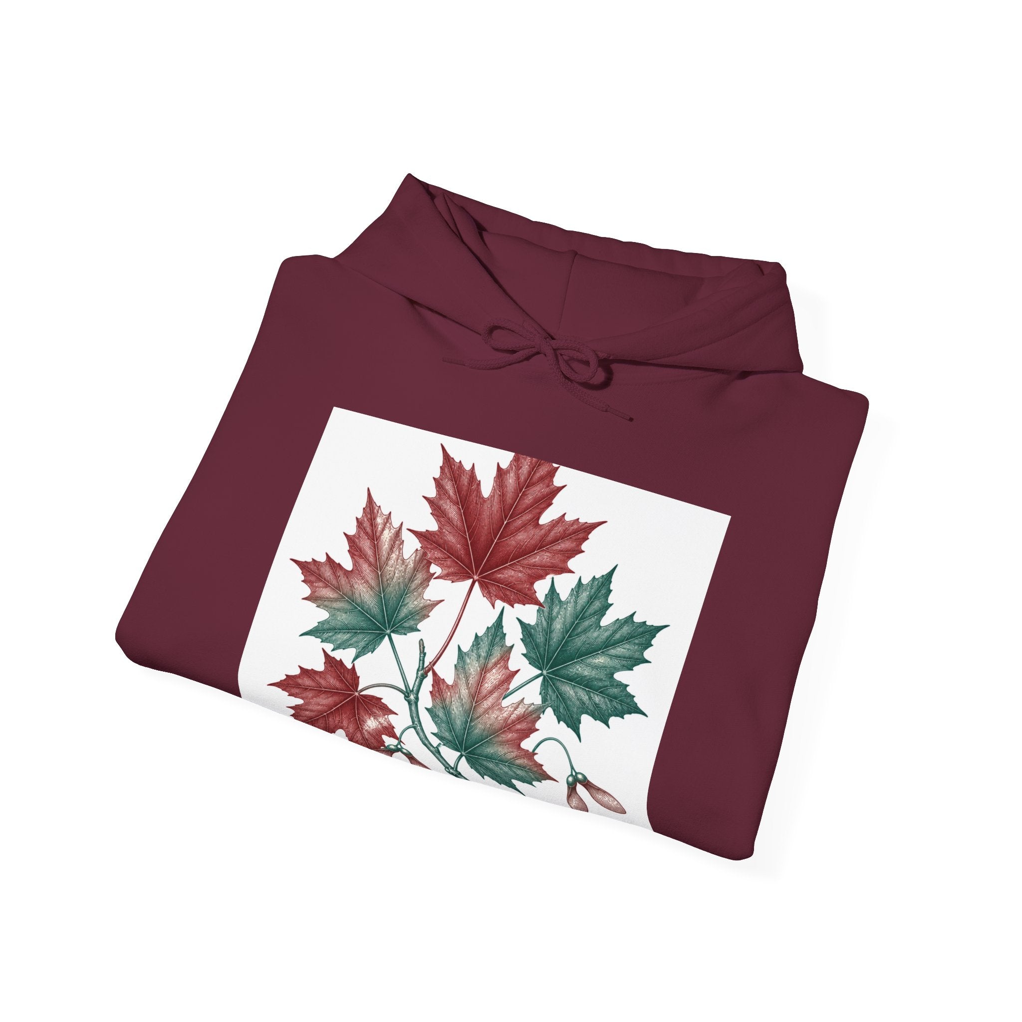 Matching Couple Sweatshirt - Cherry Blossom & Maple Leaf Matching Couple Hooded Sweatshirt Vintage Art His Hers Wedding Gift - Design B