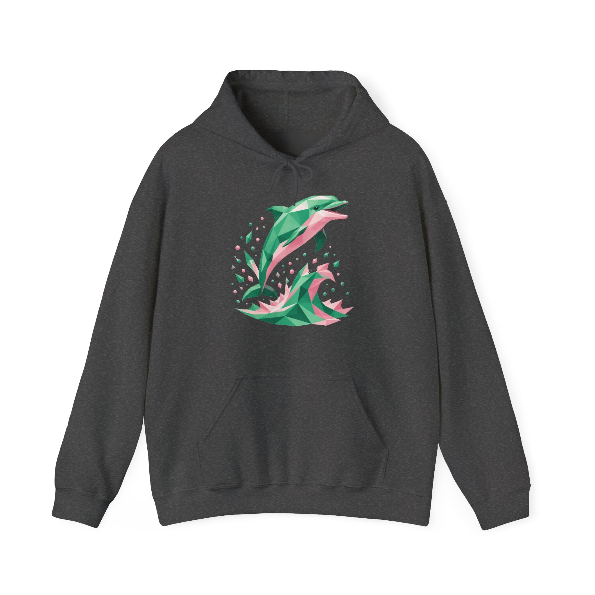 Matching Couple Sweatshirt - Shark & Dolphin Matching Couple Hooded Sweatshirt Geometric Art His Hers Couple Gift - Design B