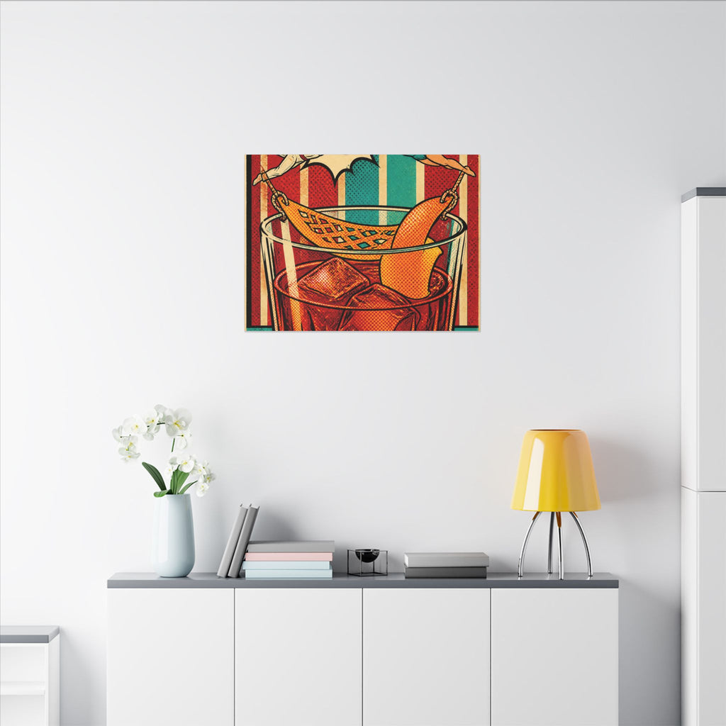 Negroni Trapeze Act Wall Art Canvas 24×36 Pop Art Restaurant Decor Maximalist Print