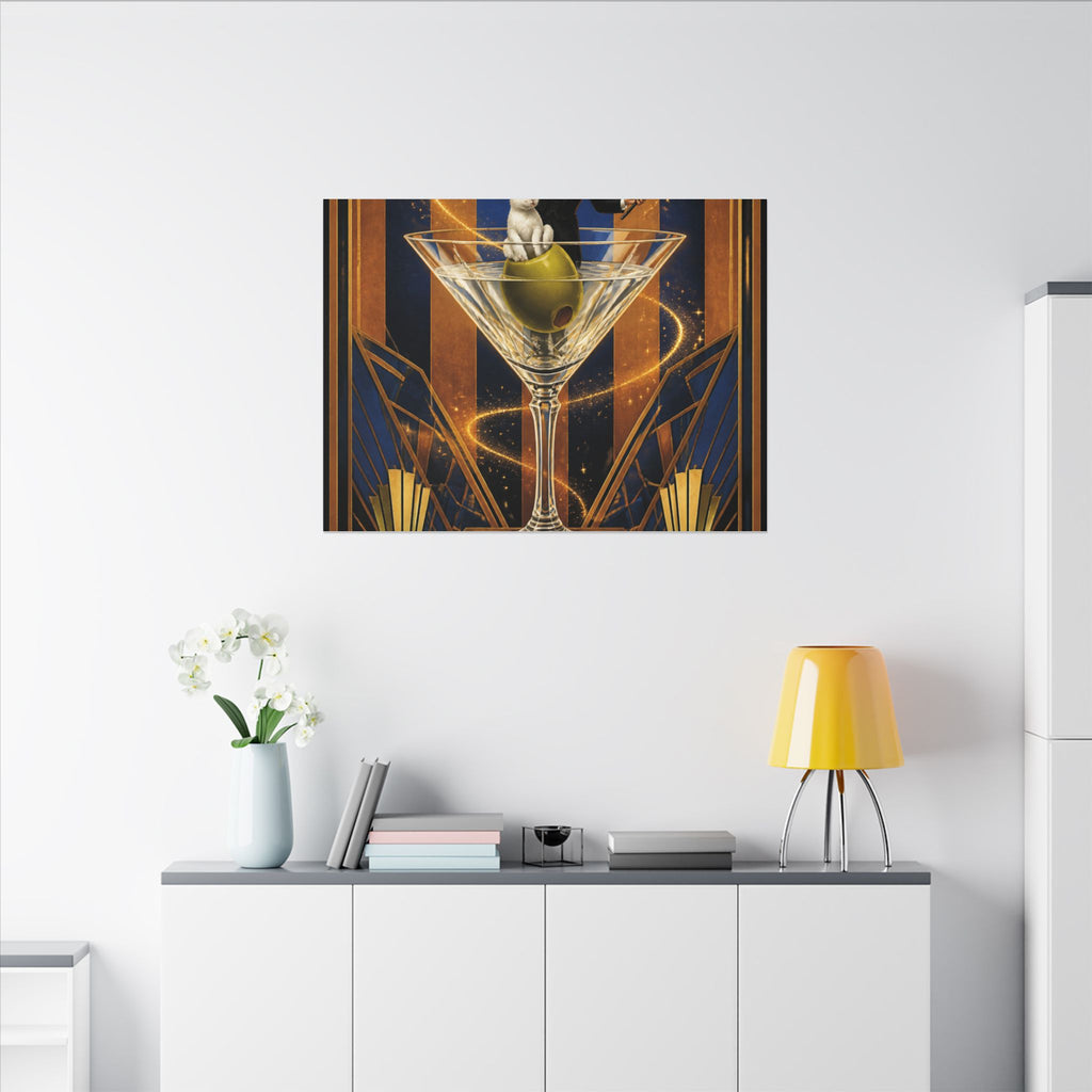Martini Magician Wall Art Canvas 16×20 Art Deco Entryway Decor Maximalist Print
