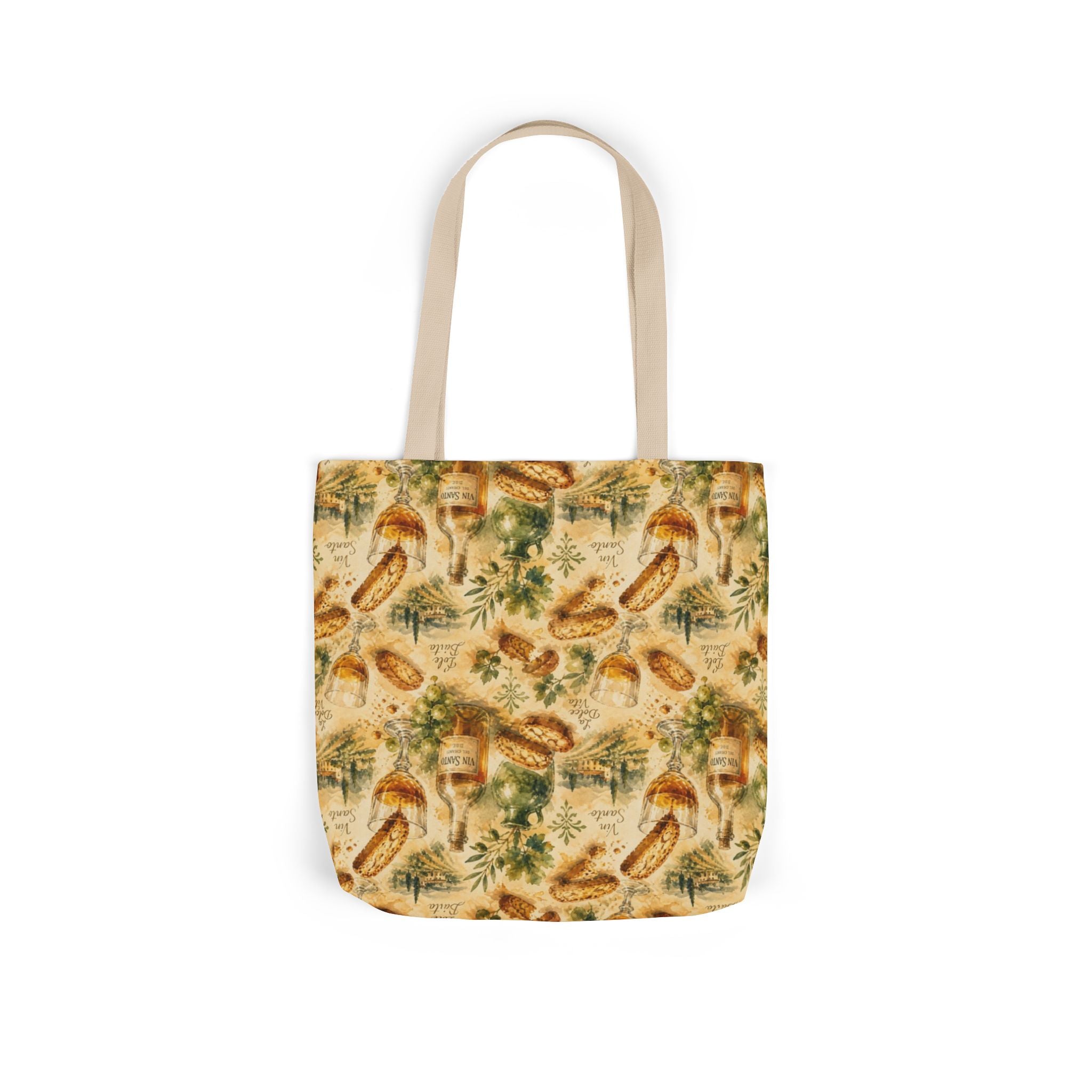 Biscotti & Vin Santo Canvas Tote Bag Mediterranean Kitchen Watercolor Splash Design Italian Cottagecore Gift