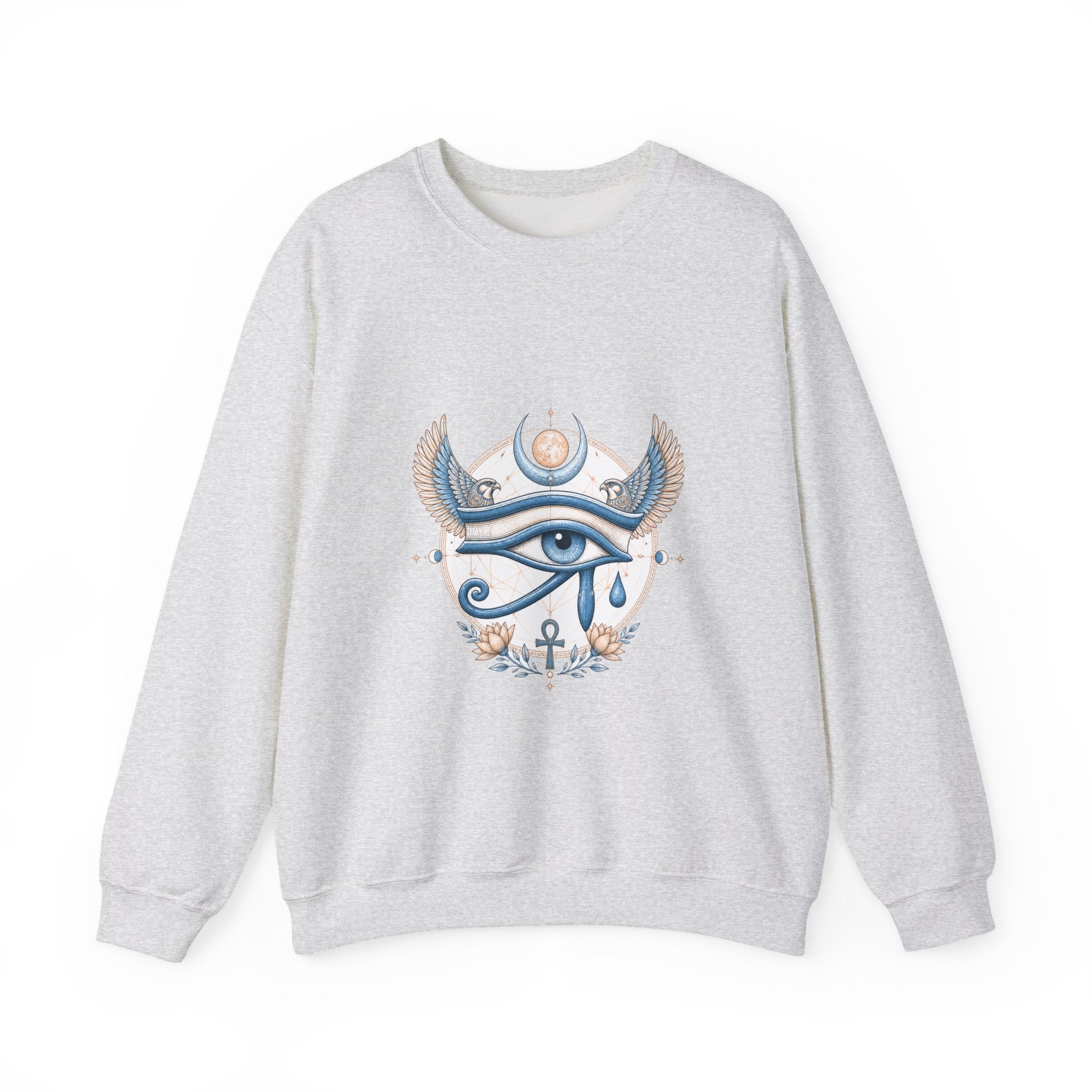 Matching Couple Sweatshirt - Eye of Ra & Horus Matching Couple Comfort Colors Crew Vintage Art His Hers Honeymoon Gift - Design B