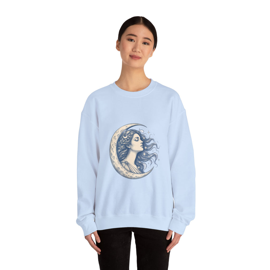 Matching Couple Sweatshirt - Helios & Selene Matching Couple Premium Fleece Sweatshirt Hand-Drawn Art His Hers Anniversary Gift - Design B