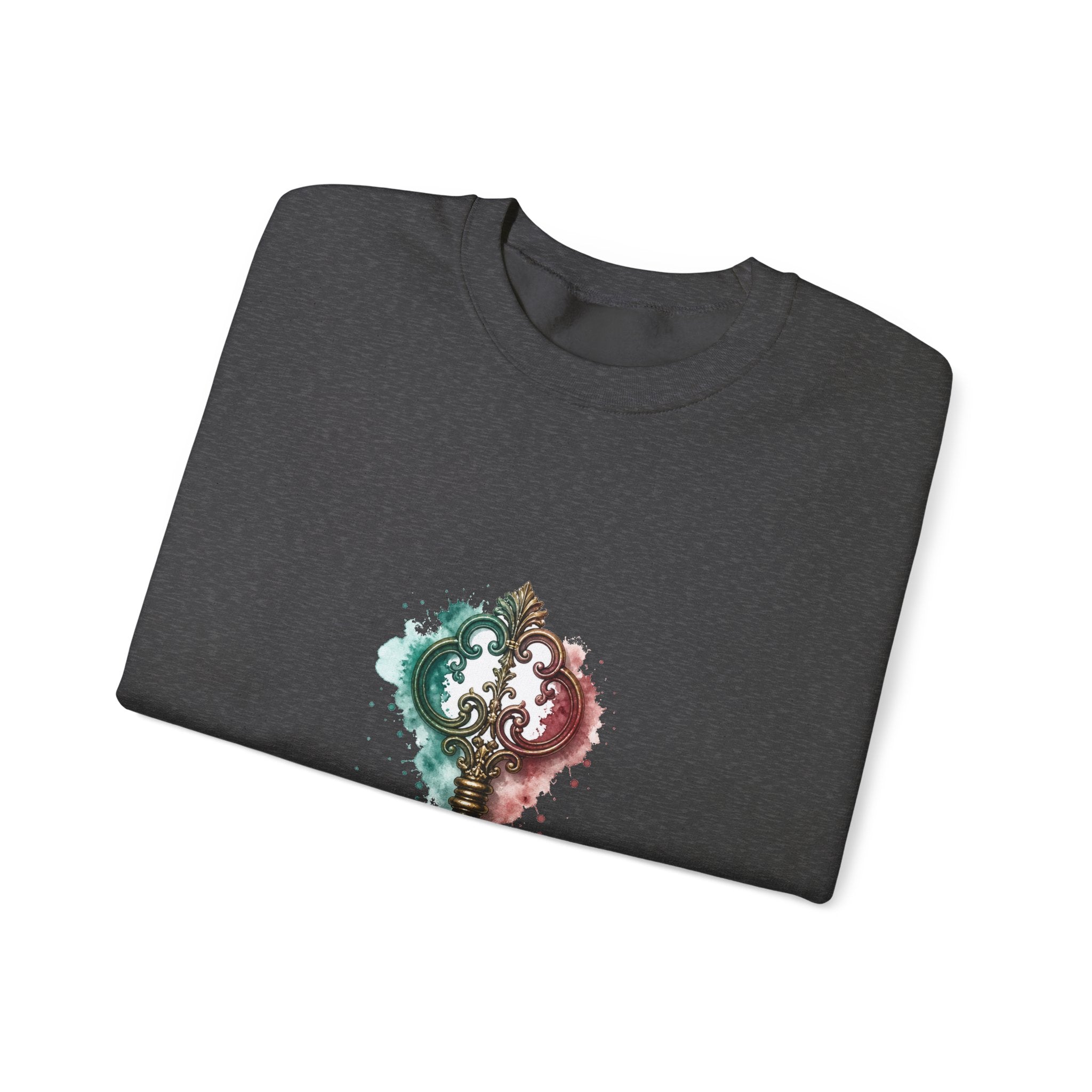 Matching Couple Sweatshirt - Key & Lock Matching Couple Premium Fleece Sweatshirt Watercolor Art His Hers Birthday Gift - Design A