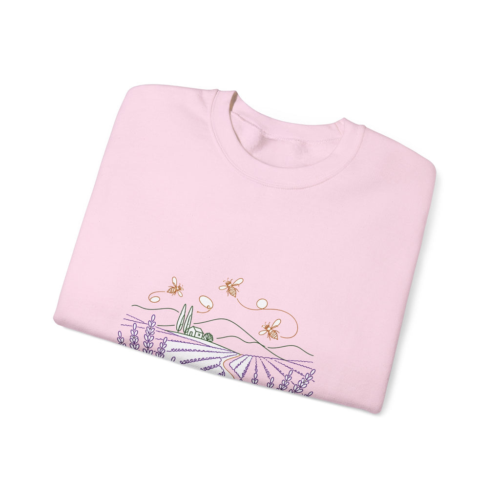 Matching Couple Sweatshirt - Lavender Fields & Canyon Matching Couple Premium Fleece Sweatshirt Minimalist Art His Hers Christmas Gift - Design A