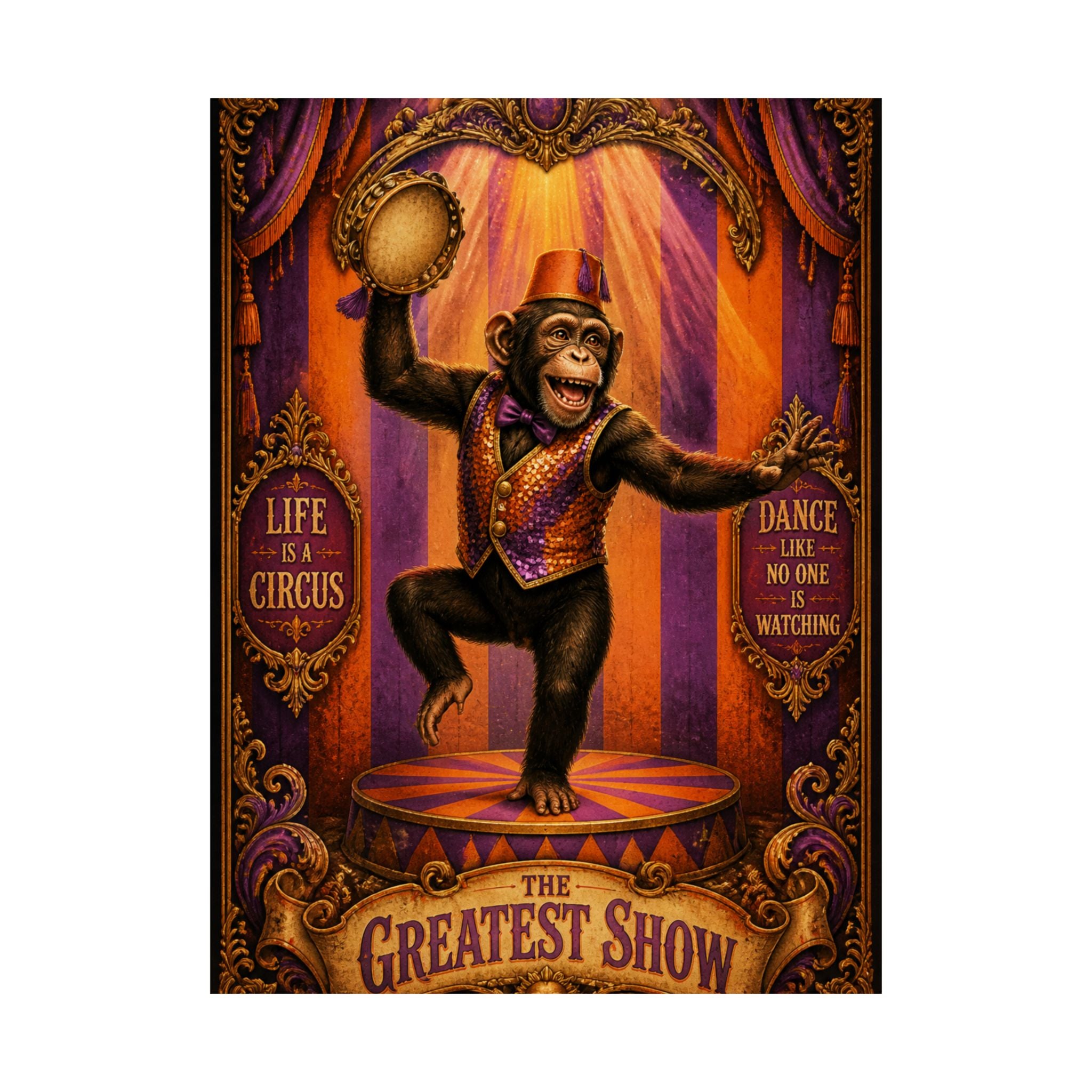 Dancing Monkey Wall Art Poster 24×36 Baroque Studio Decor Maximalist Print
