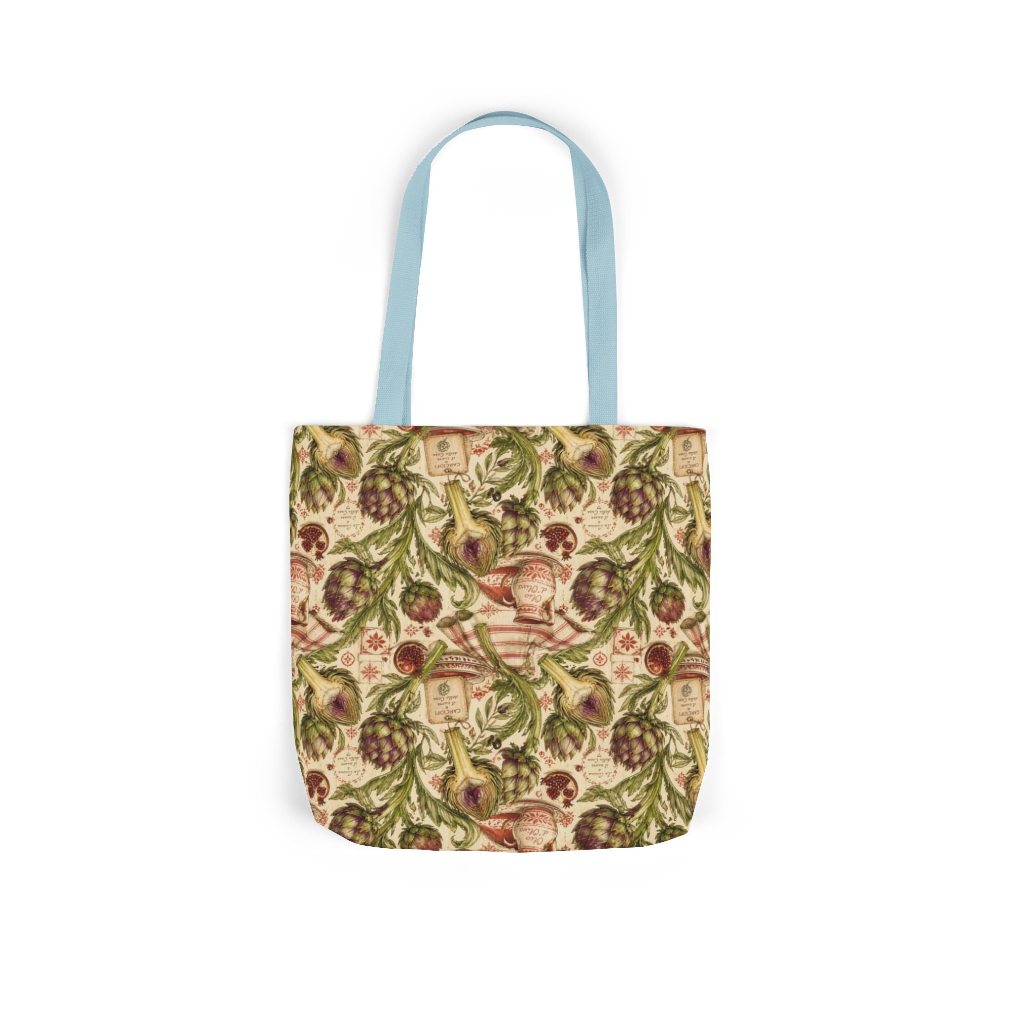 Globe Artichokes Canvas Tote Bag Mediterranean Kitchen Watercolor Design Italian Cottagecore Gift