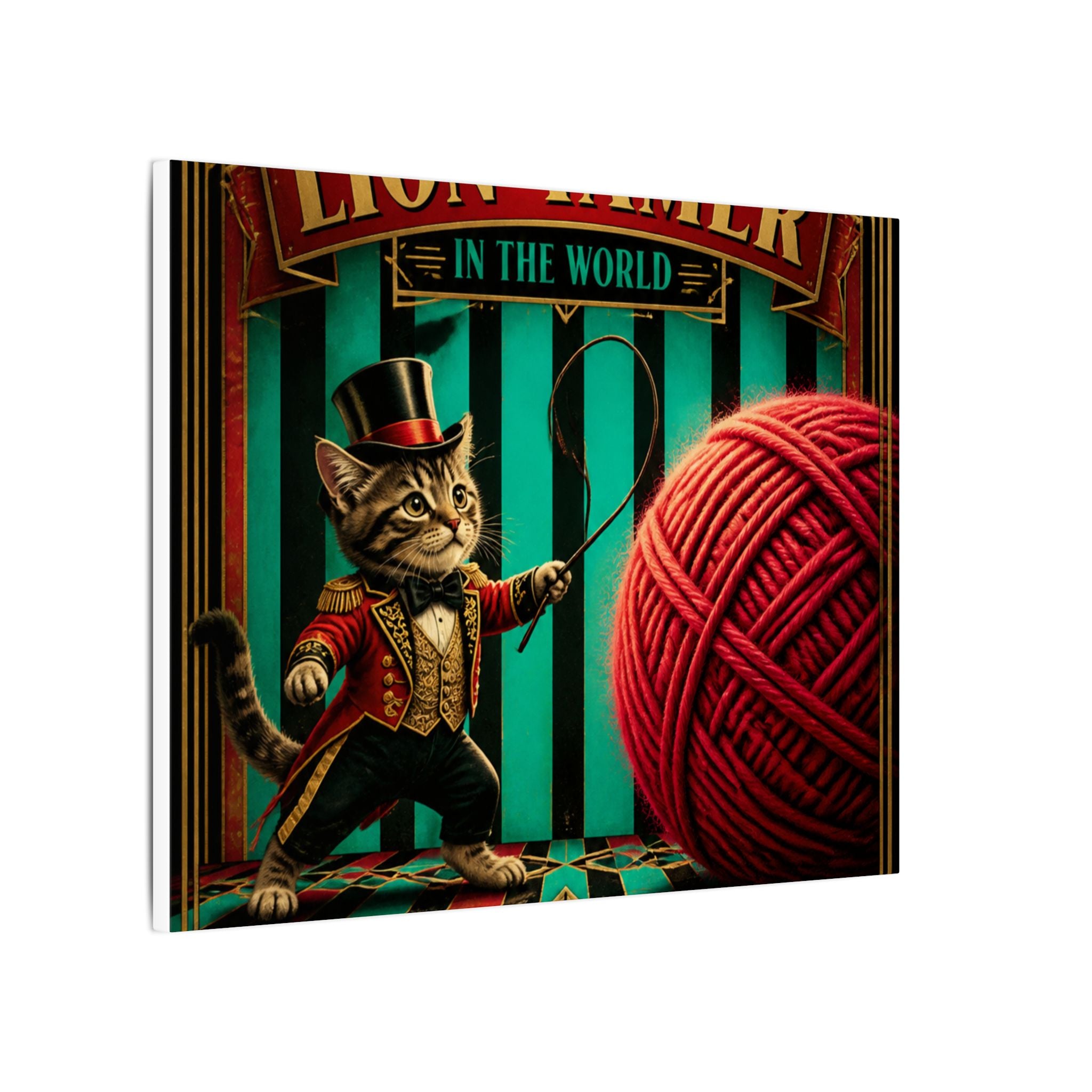 Cat Lion Tamer Wall Art Canvas 16×20 Art Deco Entryway Decor Maximalist Print