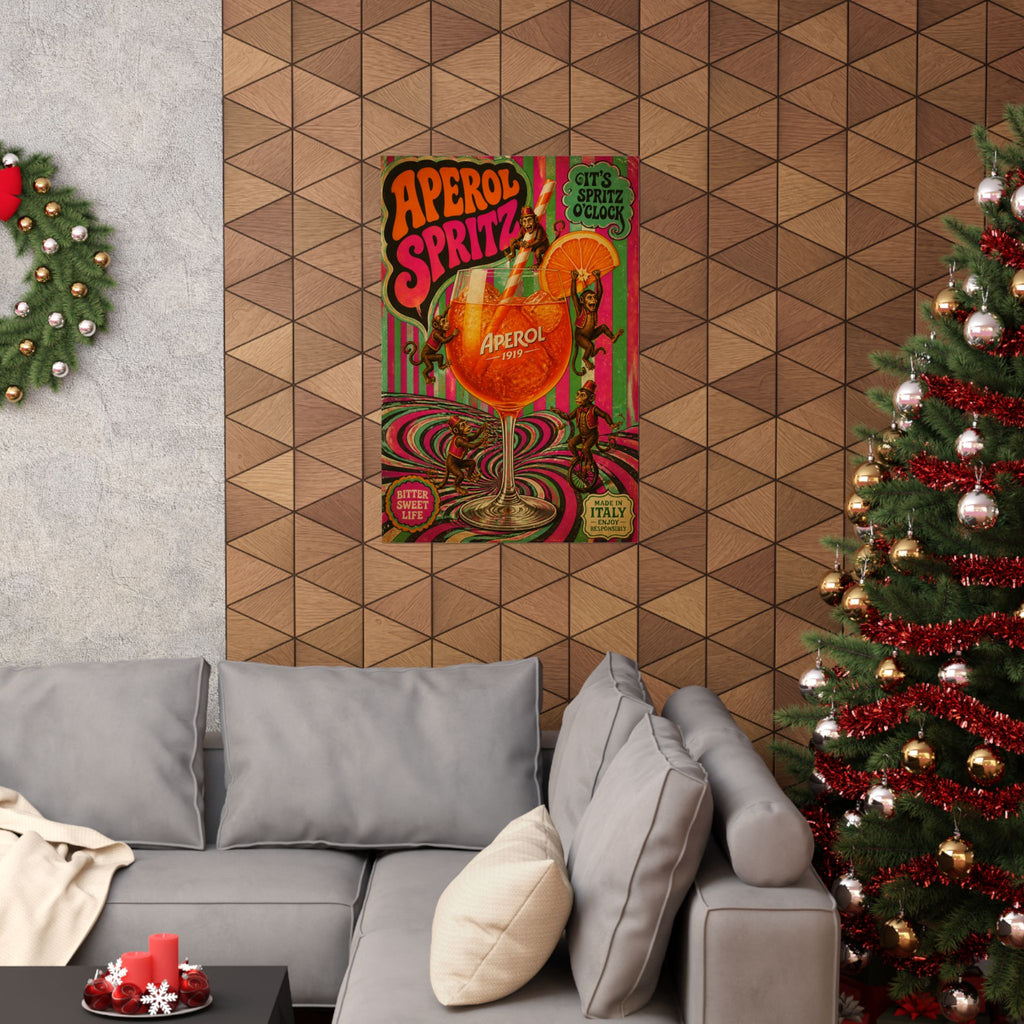 Aperol Spritz Monkeys Wall Art Poster 24×36 Psychedelic Dining Room Decor Maximalist Print